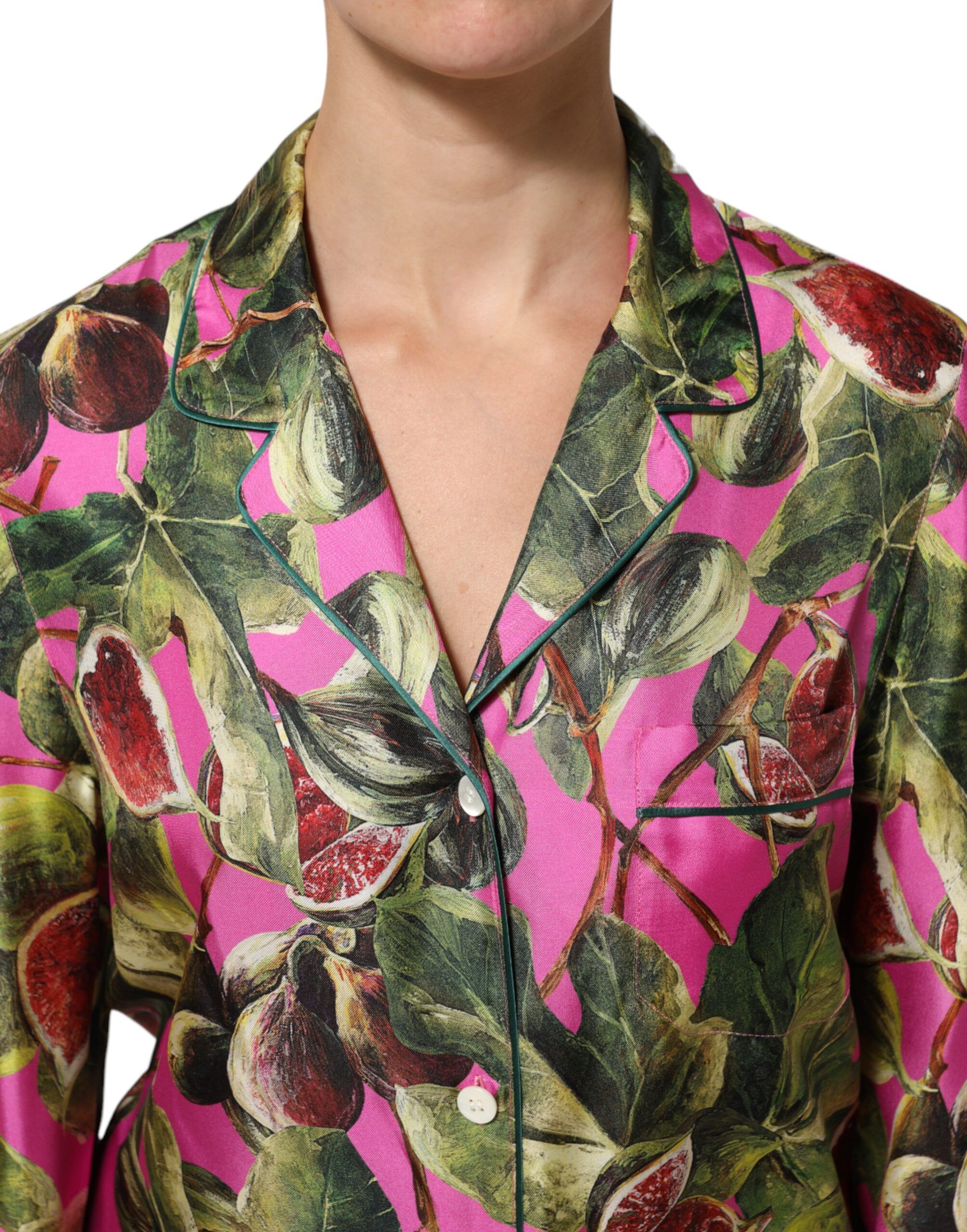 Hot Fig Printed Silk Shirt Blouse Women's Top - Dolce & Gabbana - Modalova