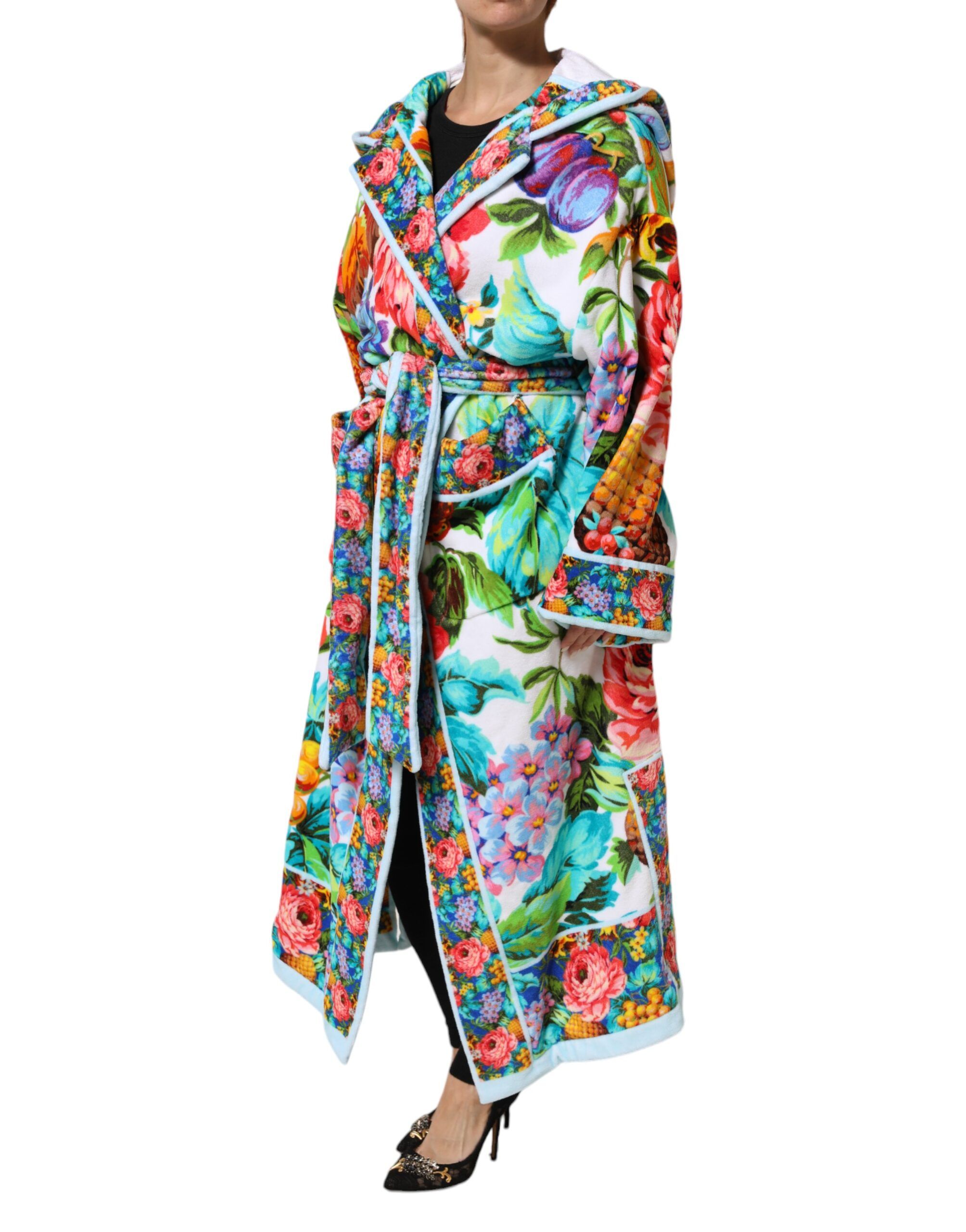 Floral Print Belted Bathrobe Coat Women's Jacket - Dolce & Gabbana - Modalova