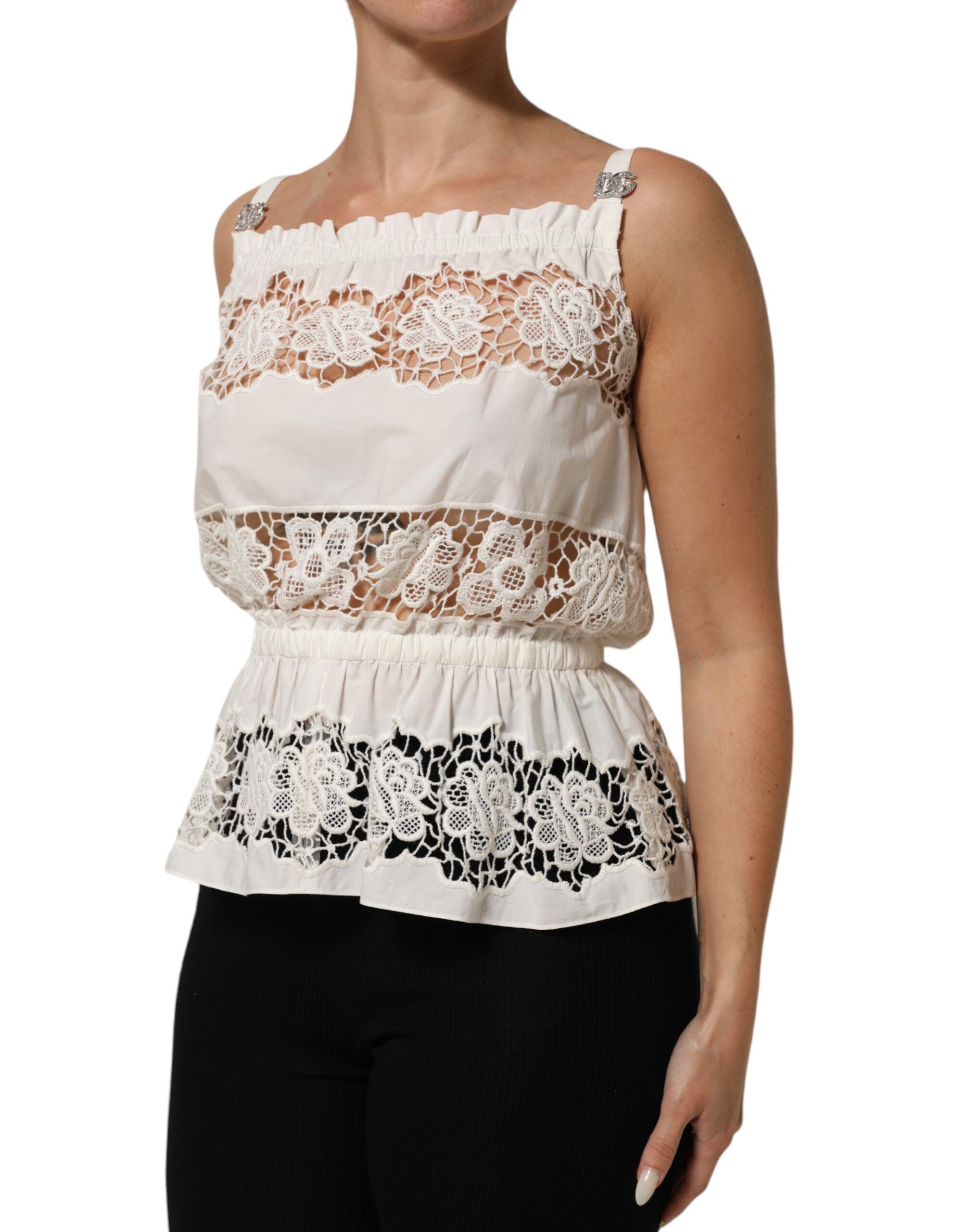 Poplin Openwork Embroidery Tank Women's Top (Pre-Owned) - Dolce & Gabbana - Modalova