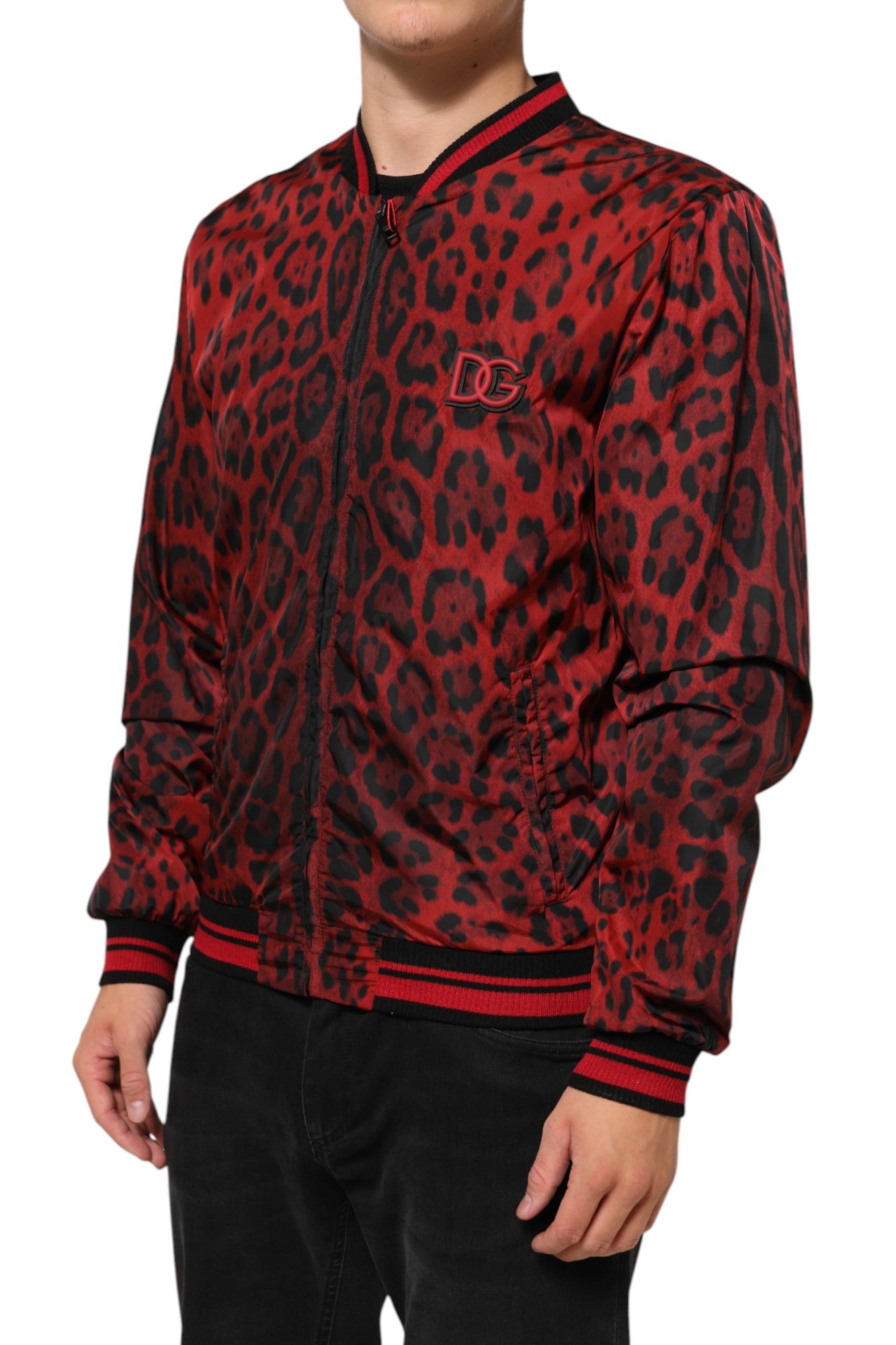 Leopard Print Full Zip Bomber Men's Jacket (Pre-Owned) - Dolce & Gabbana - Modalova