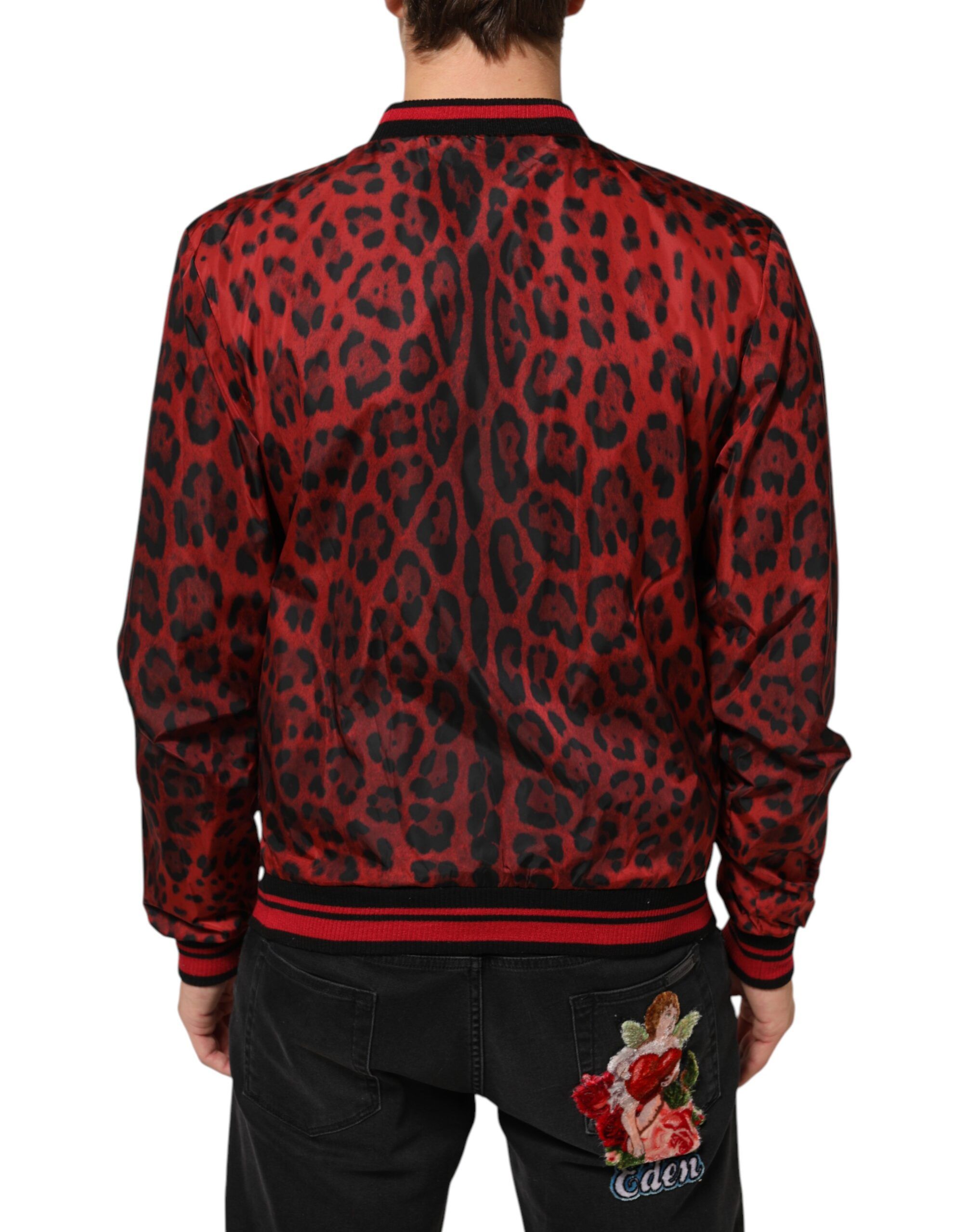 Leopard Print Full Zip Bomber Men's Jacket (Pre-Owned) - Dolce & Gabbana - Modalova