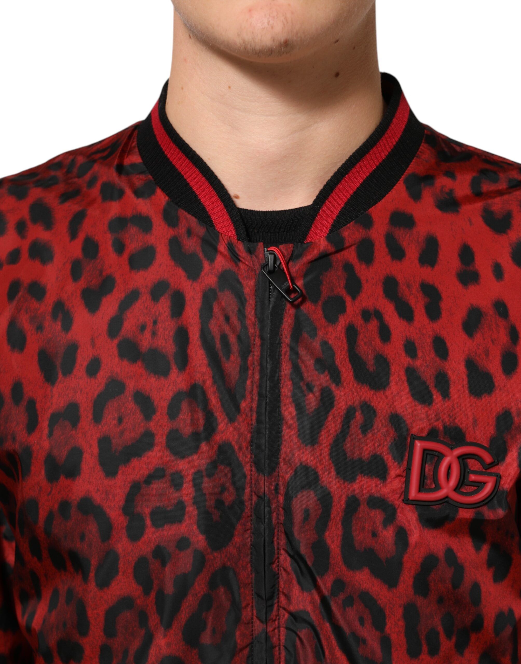 Leopard Print Full Zip Bomber Men's Jacket (Pre-Owned) - Dolce & Gabbana - Modalova