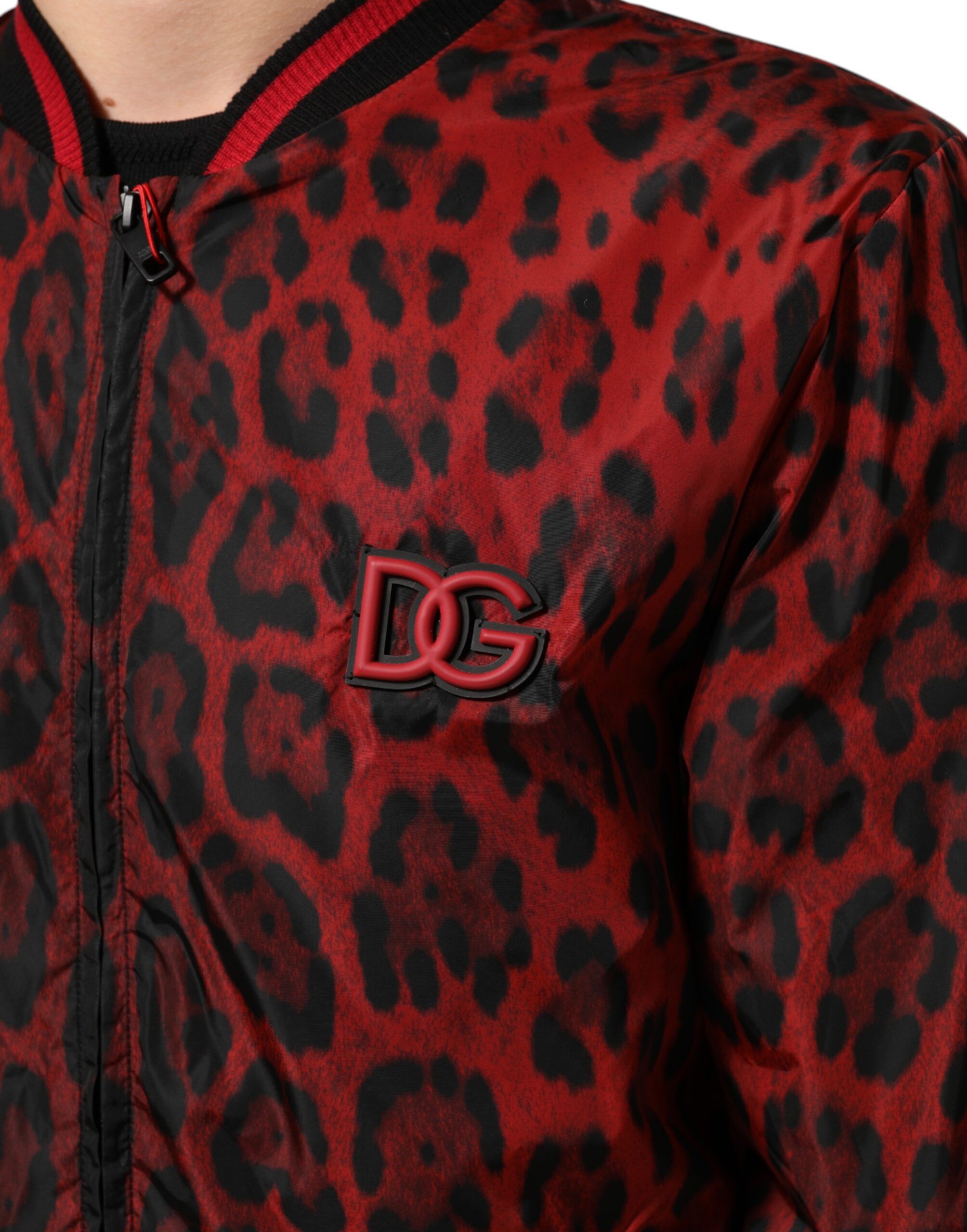 Leopard Print Full Zip Bomber Men's Jacket (Pre-Owned) - Dolce & Gabbana - Modalova