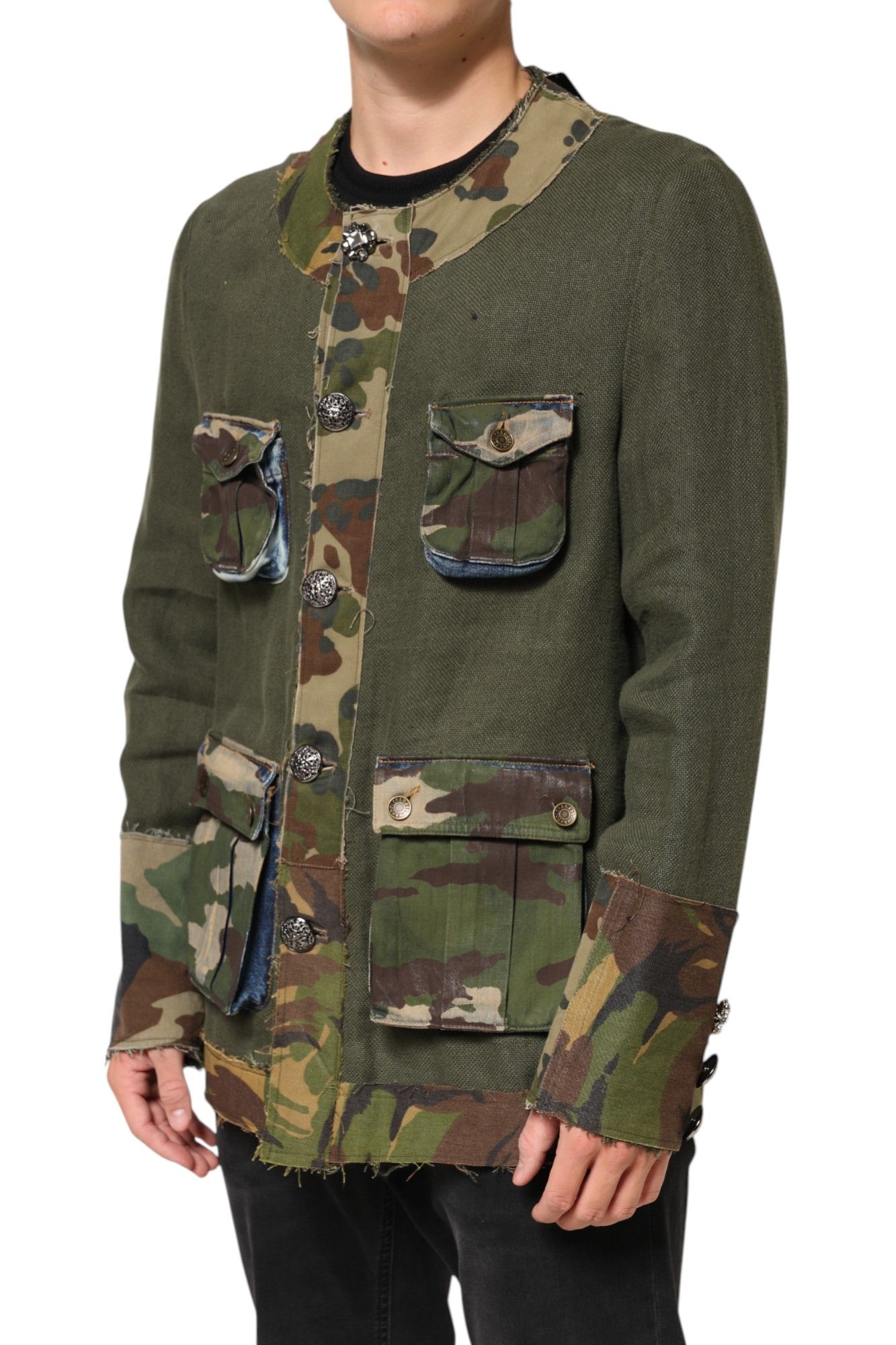 Camouflage Linen Button Down Men's Jacket - Dolce & Gabbana - Modalova
