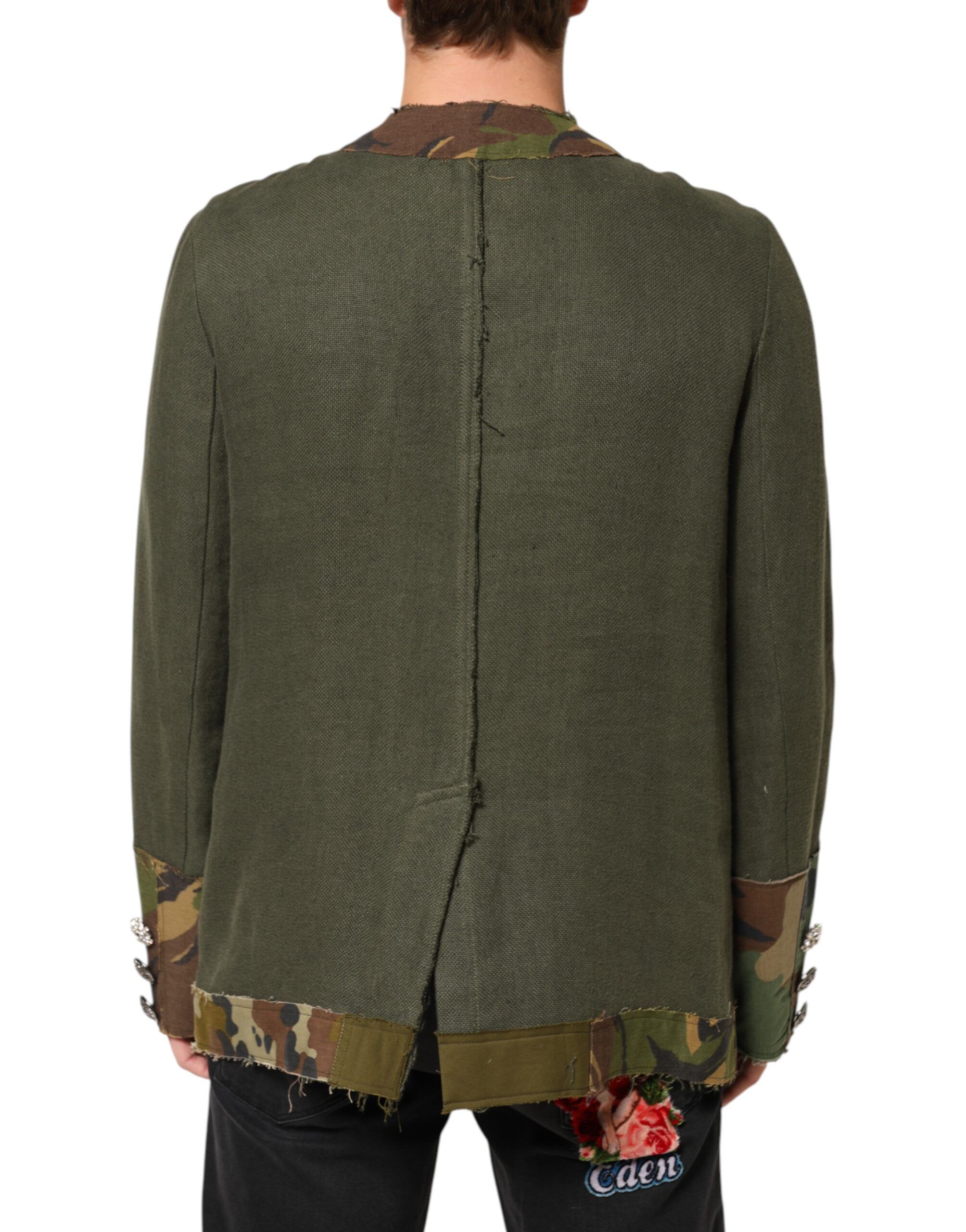 Camouflage Linen Button Down Men's Jacket - Dolce & Gabbana - Modalova