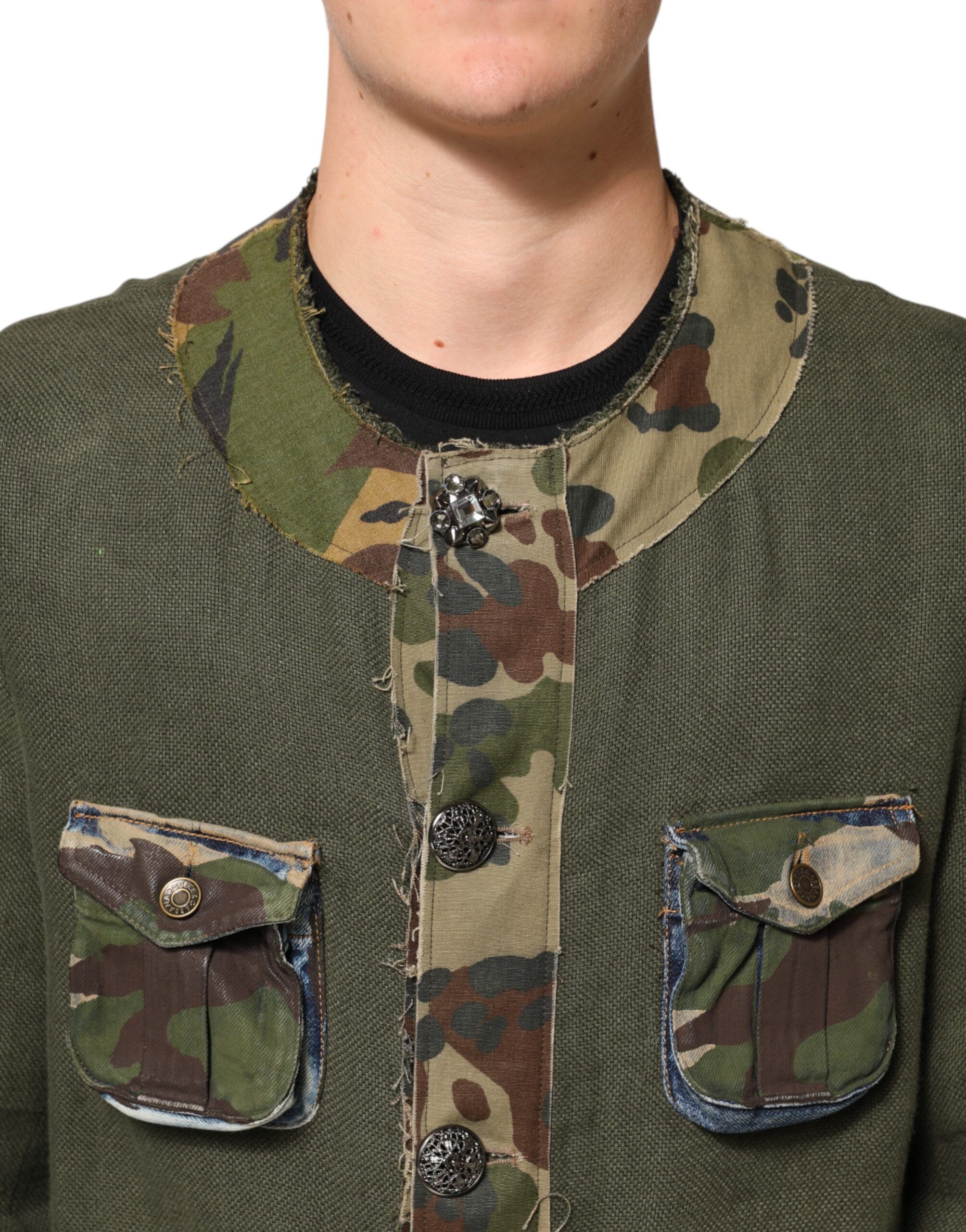 Camouflage Linen Button Down Men's Jacket - Dolce & Gabbana - Modalova