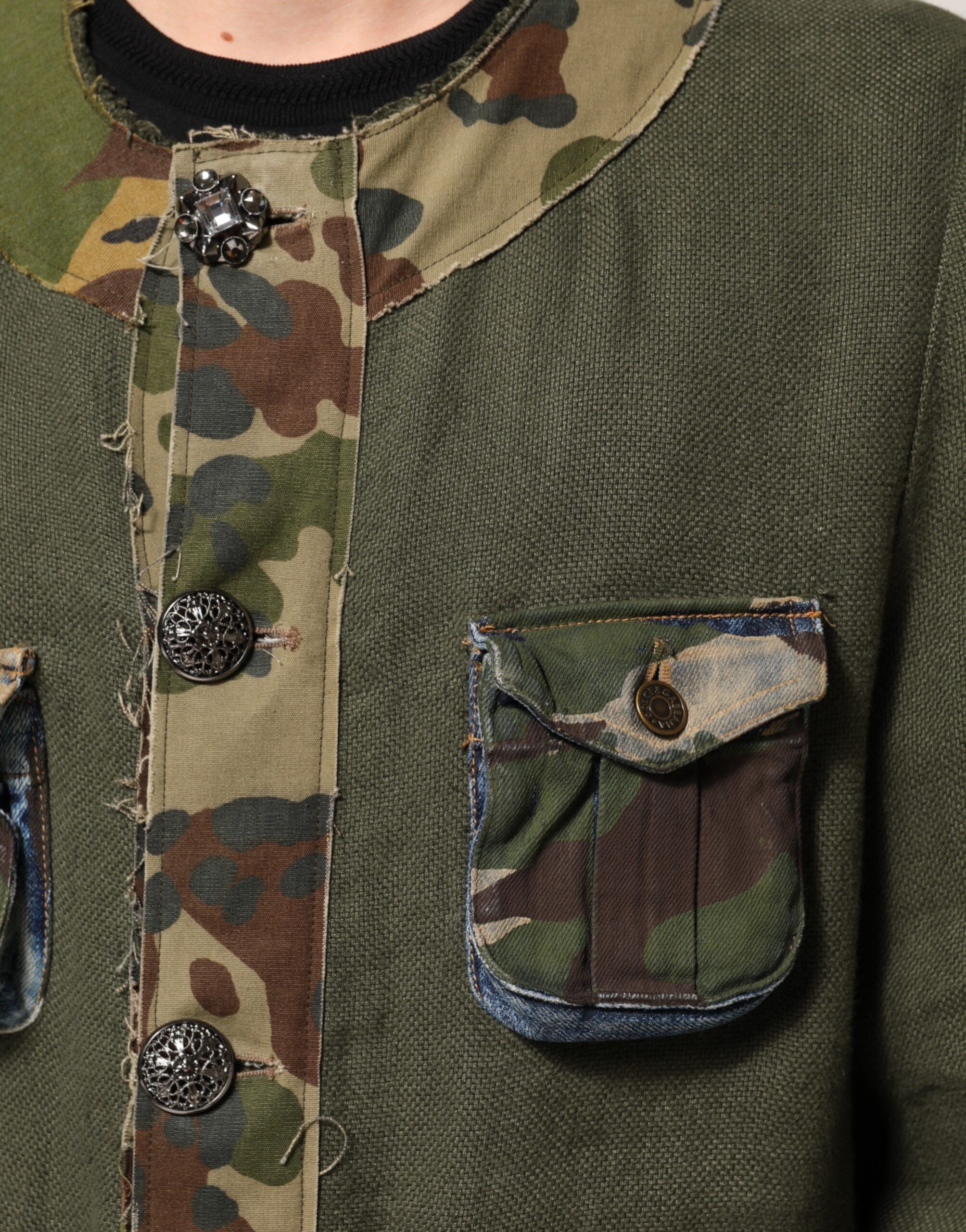Camouflage Linen Button Down Men's Jacket - Dolce & Gabbana - Modalova