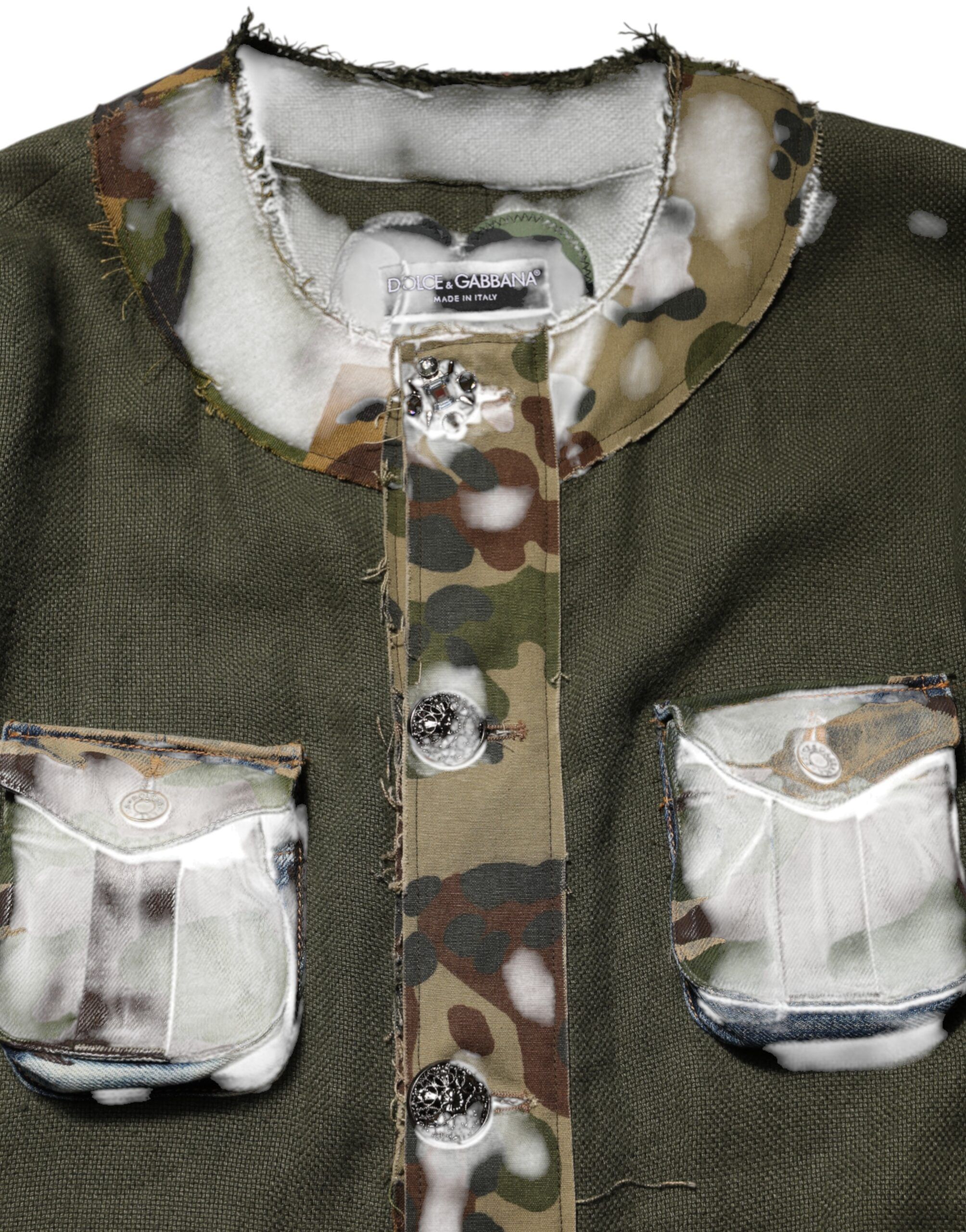 Camouflage Linen Button Down Men's Jacket - Dolce & Gabbana - Modalova