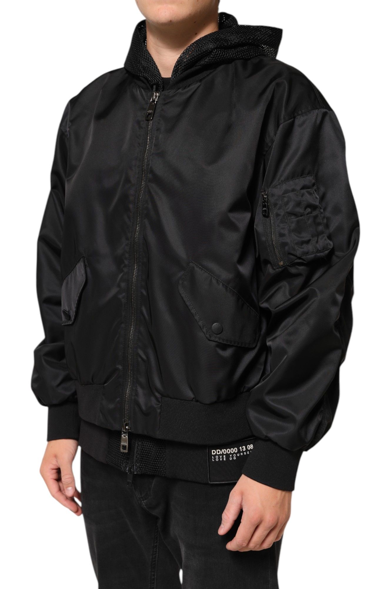 Nylon Hooded Full Zip Bomber Men Men's Jacket - Dolce & Gabbana - Modalova