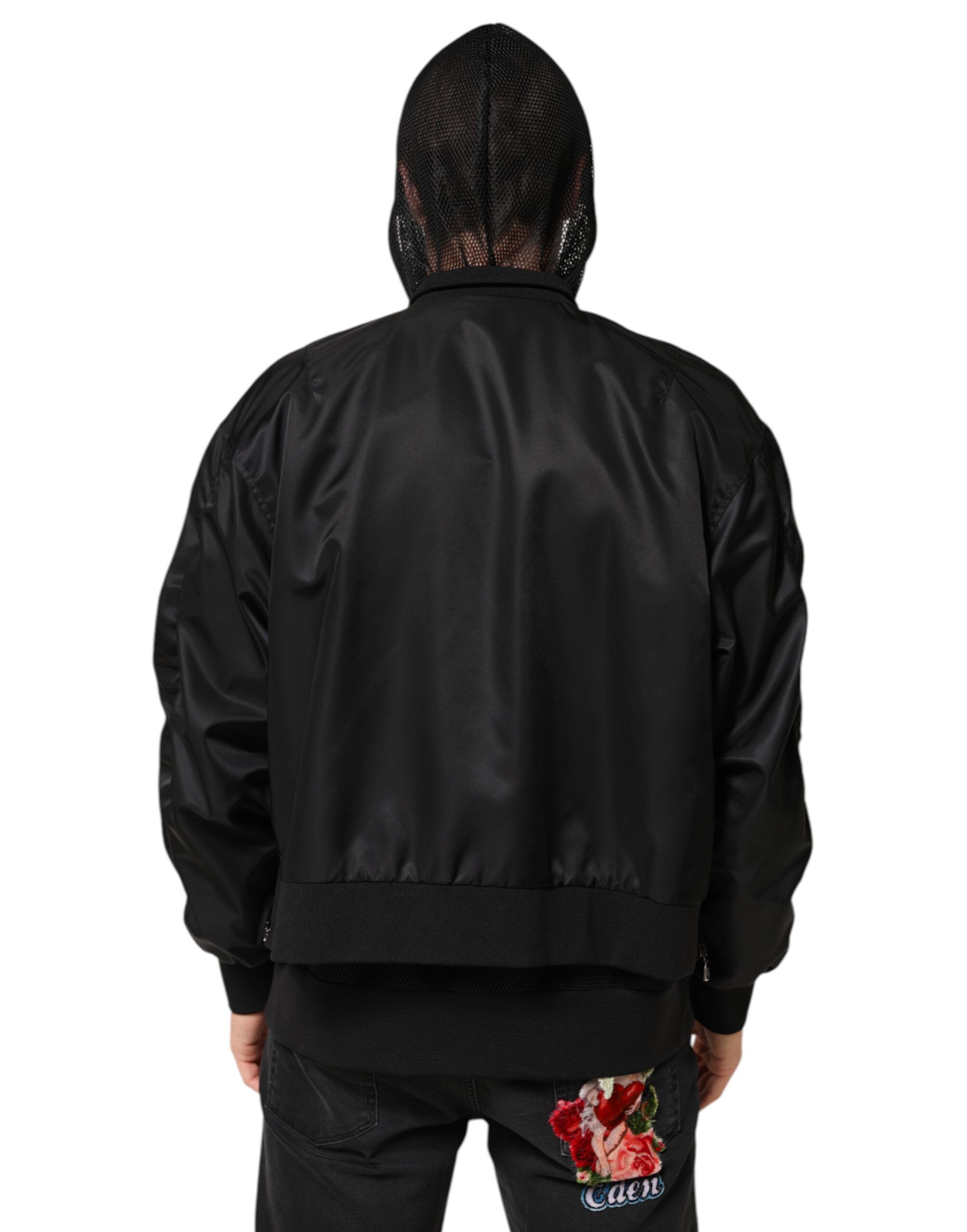 Nylon Hooded Full Zip Bomber Men Men's Jacket - Dolce & Gabbana - Modalova