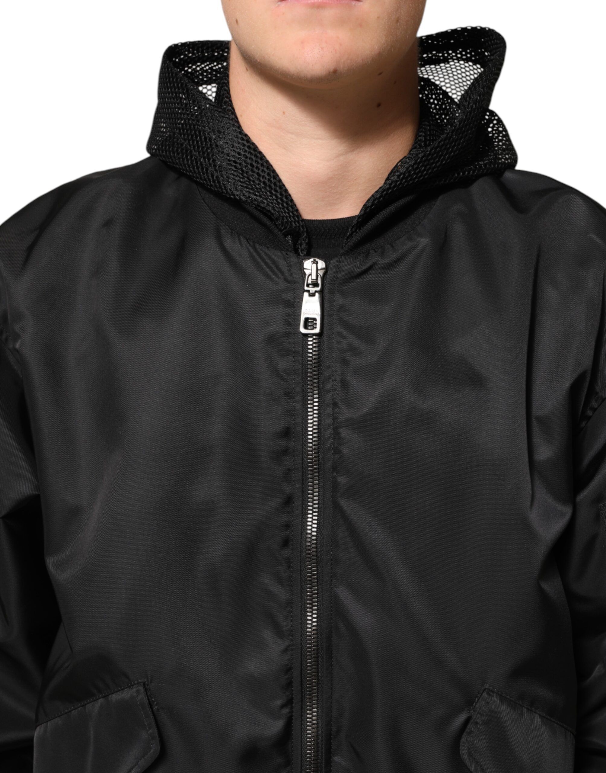 Nylon Hooded Full Zip Bomber Men Men's Jacket - Dolce & Gabbana - Modalova