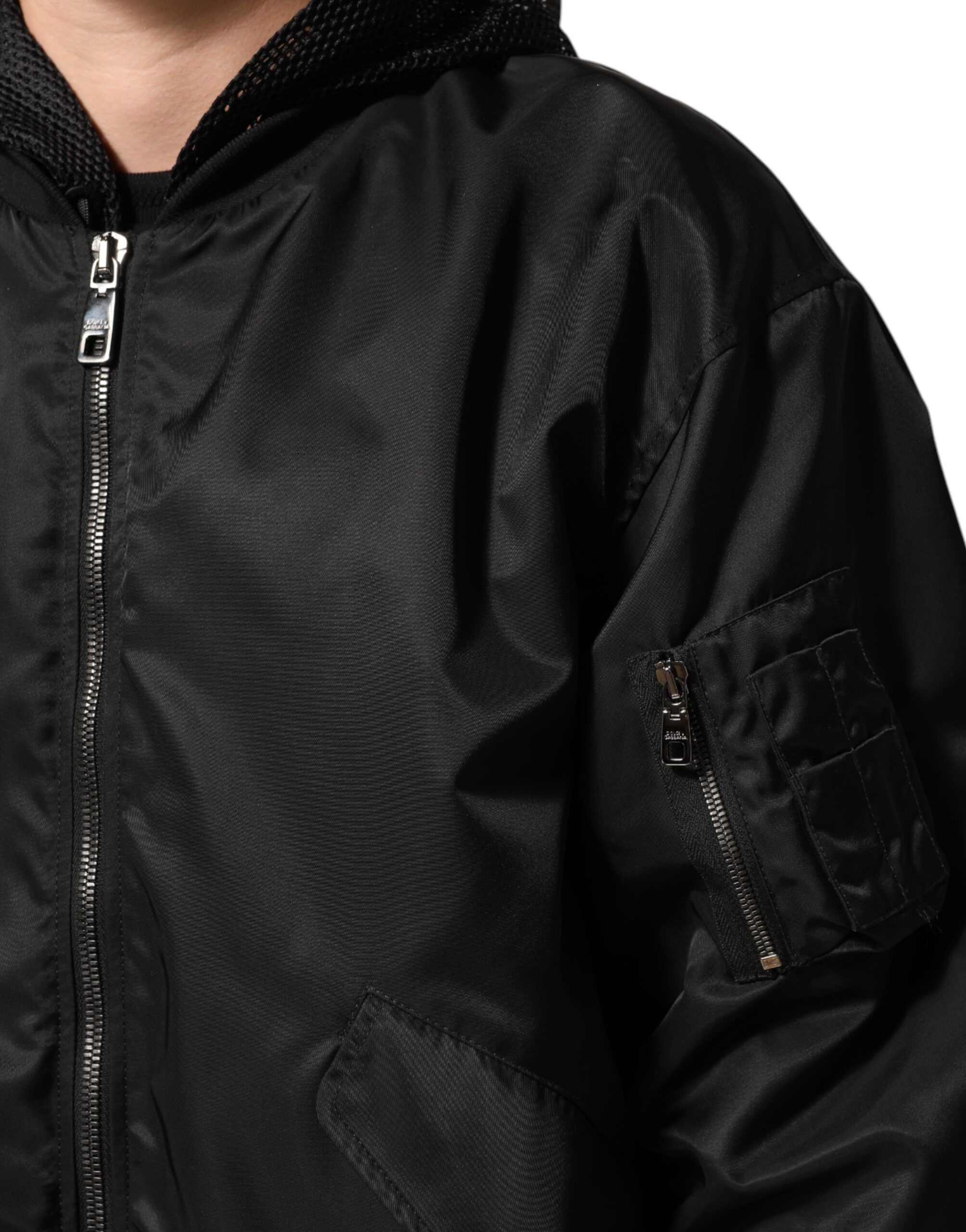 Nylon Hooded Full Zip Bomber Men Men's Jacket - Dolce & Gabbana - Modalova