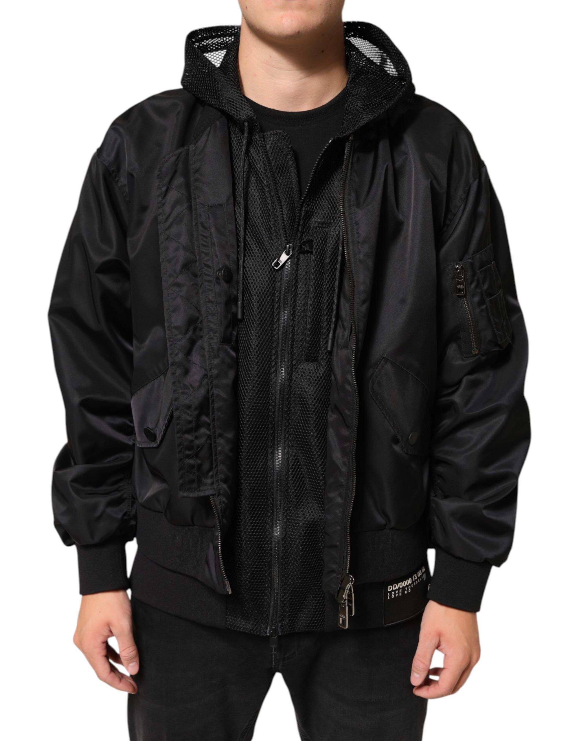 Nylon Hooded Full Zip Bomber Men Men's Jacket - Dolce & Gabbana - Modalova
