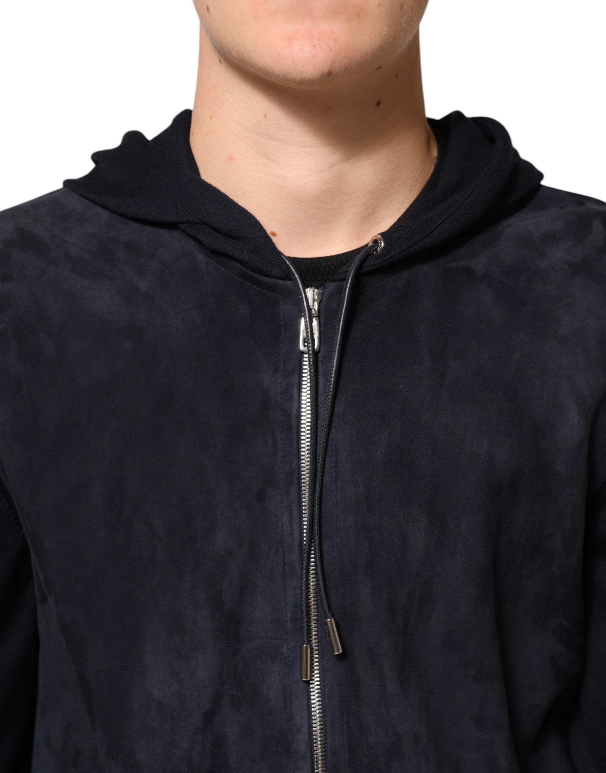 Leather Full Zip Hooded Blouson Men's Jacket - Dolce & Gabbana - Modalova