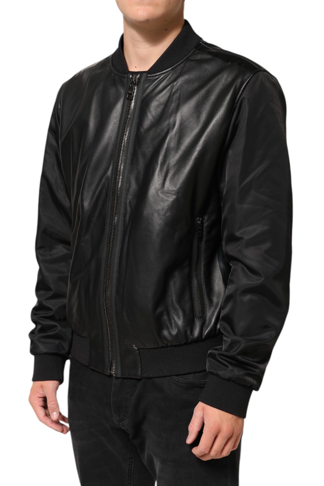Leather Nylon FullZip Blouson Men's Jacket - Dolce & Gabbana - Modalova
