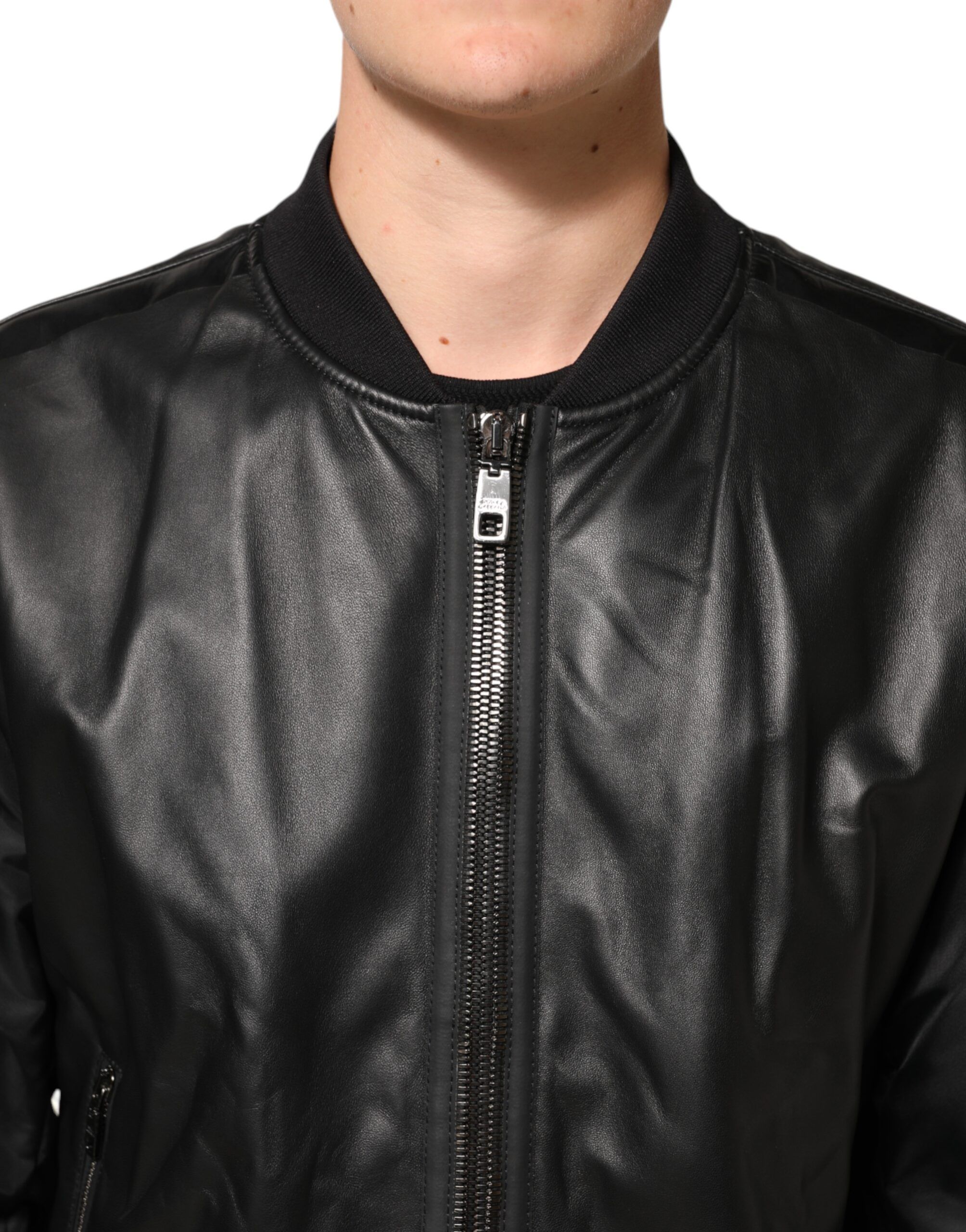 Leather Nylon FullZip Blouson Men's Jacket - Dolce & Gabbana - Modalova