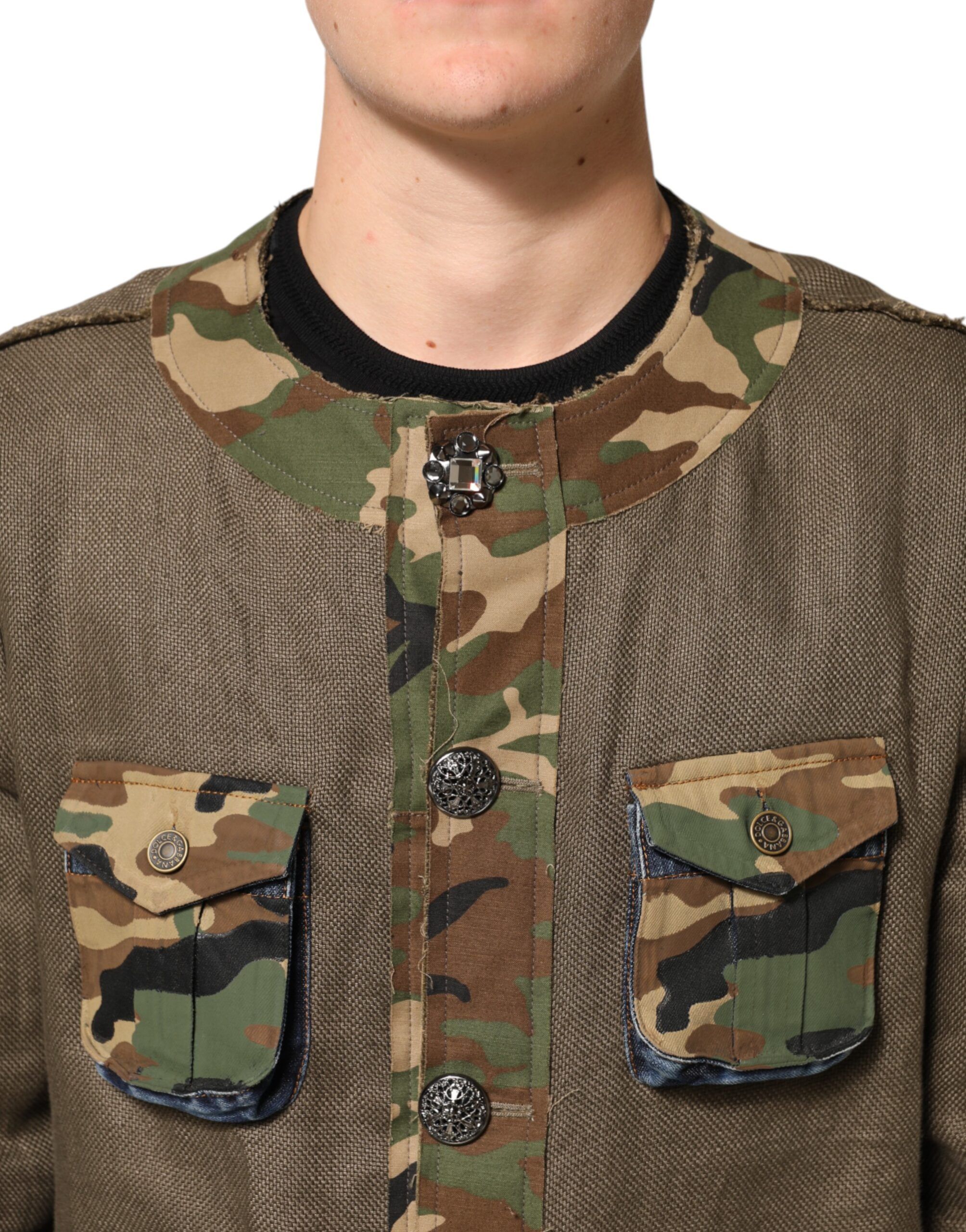 Camouflage Linen Button Down Men's Jacket - Dolce & Gabbana - Modalova