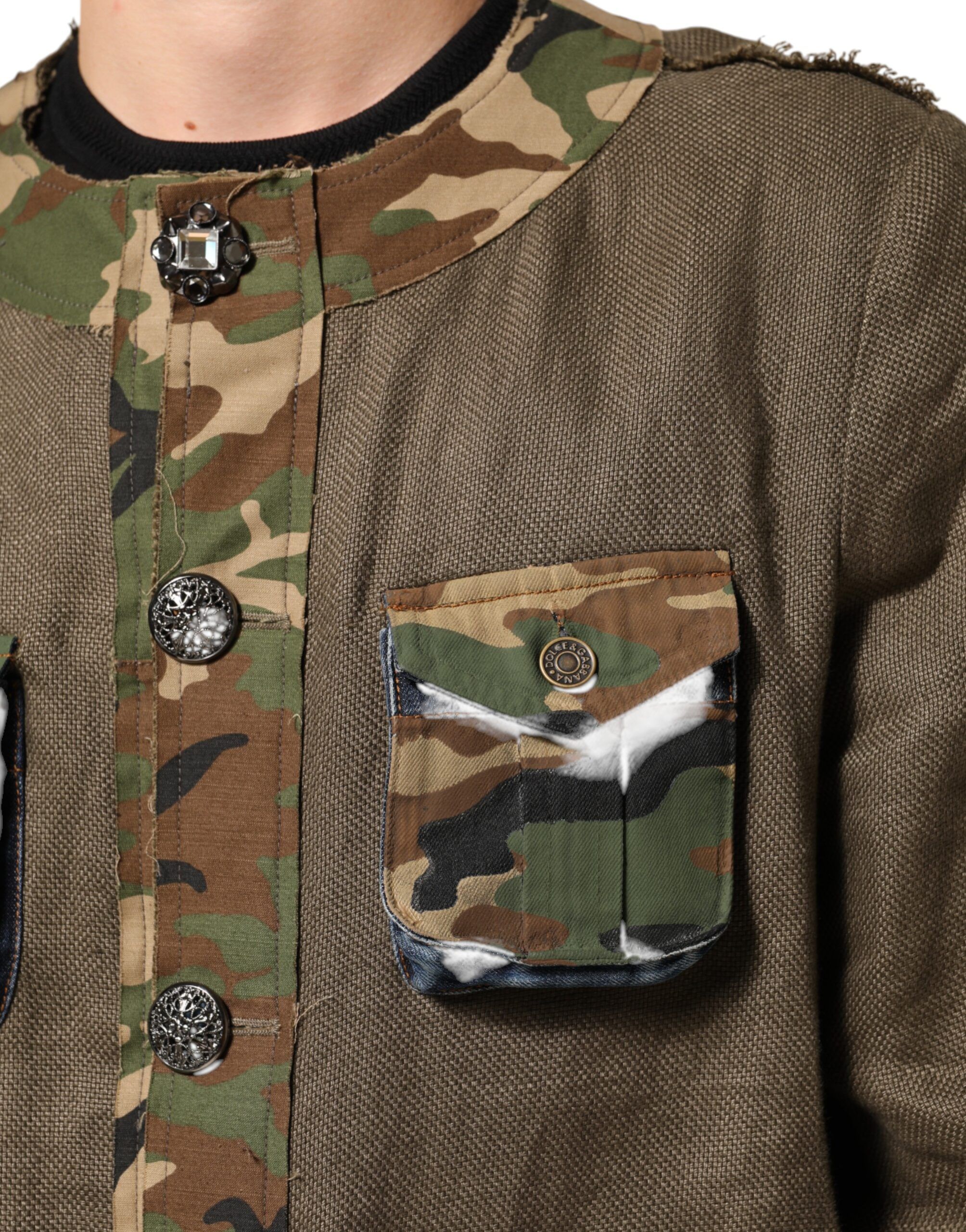 Camouflage Linen Button Down Men's Jacket - Dolce & Gabbana - Modalova