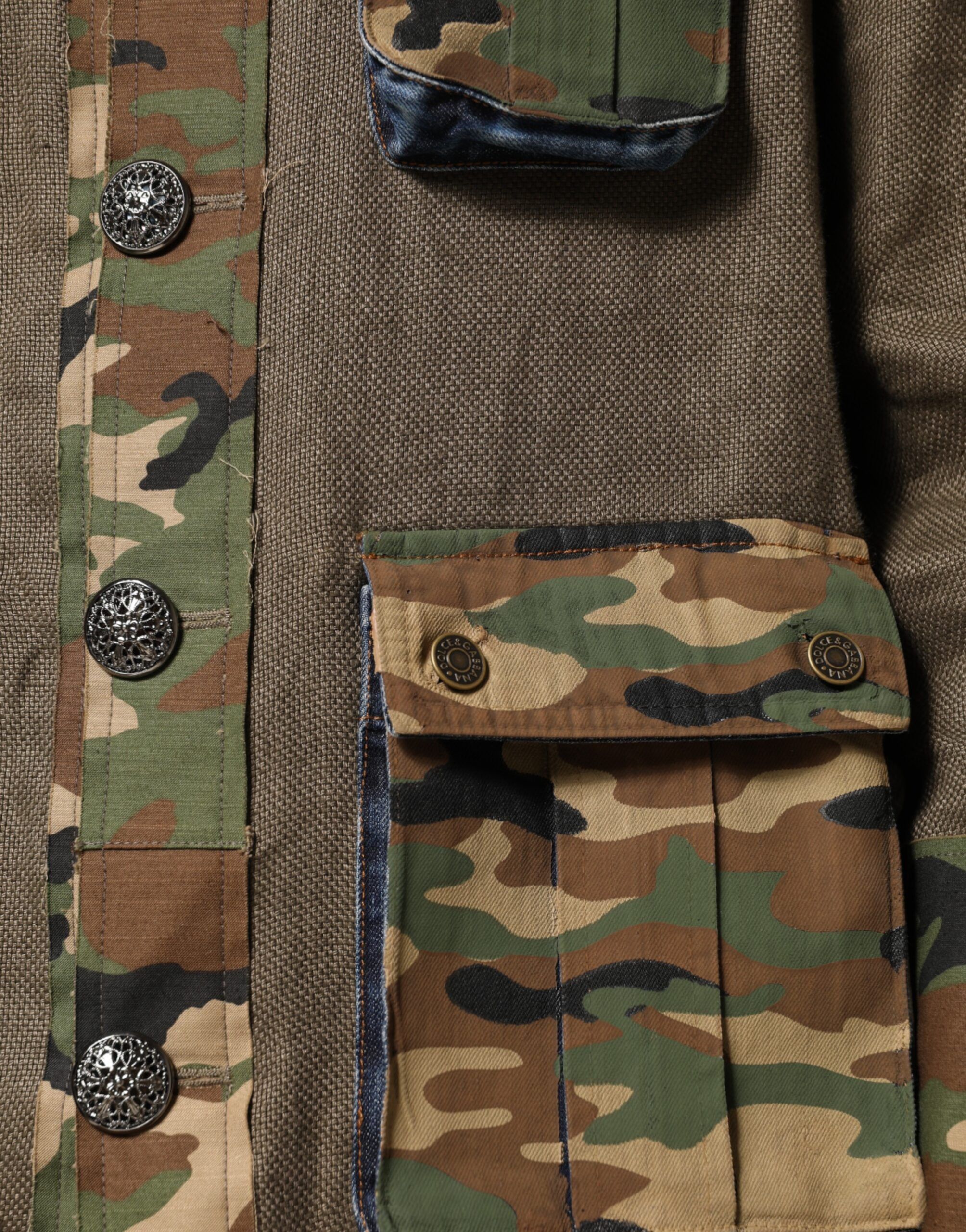 Camouflage Linen Button Down Men's Jacket - Dolce & Gabbana - Modalova