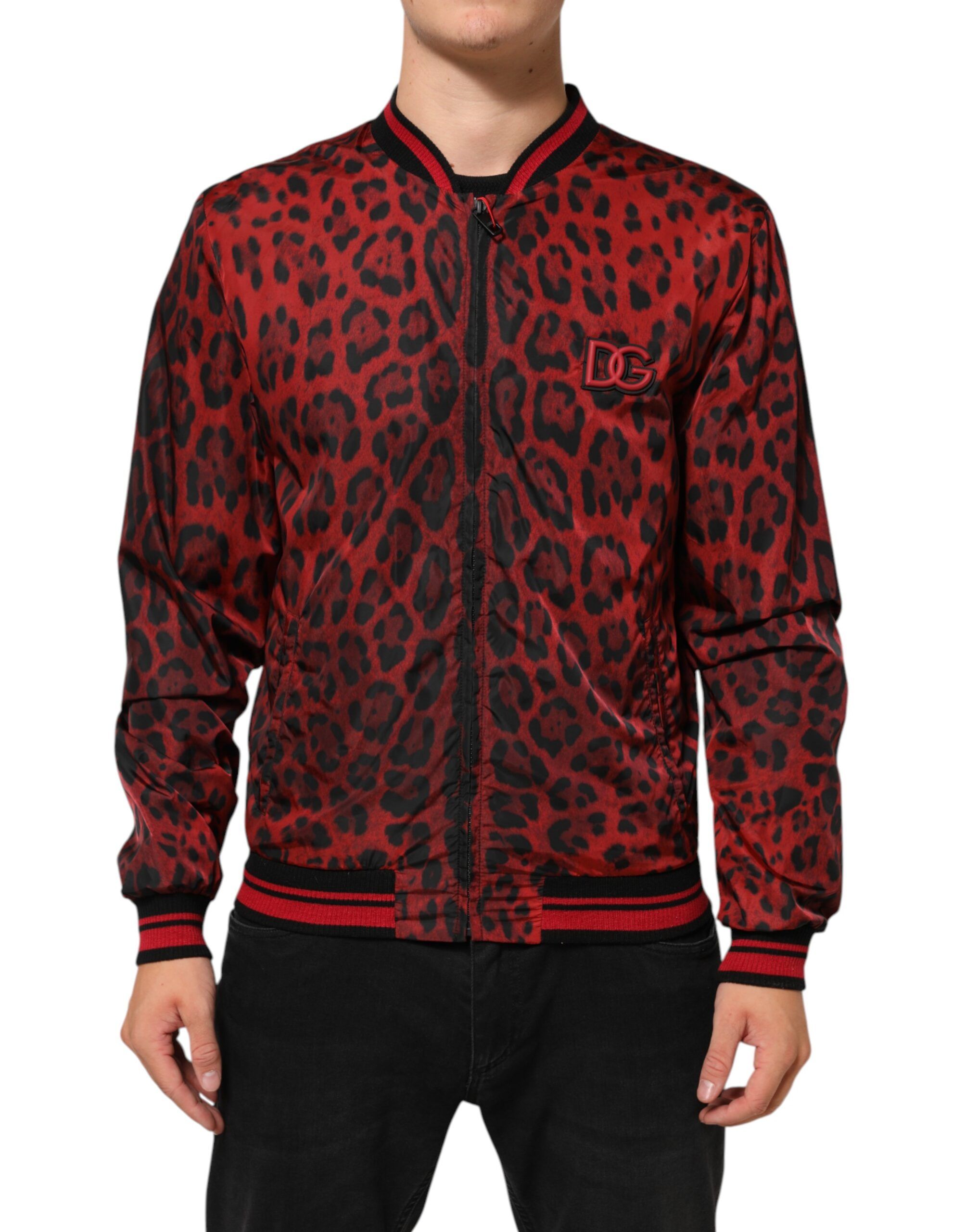 Leopard Print Full Zip Bomber Men Men's Jacket - Dolce & Gabbana - Modalova