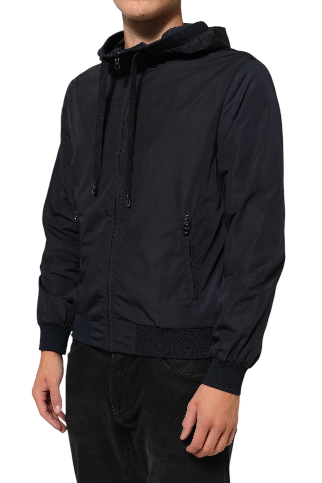 Logo Tape Hooded Full Zip Bomber Men's Jacket (Pre-Owned) - Dolce & Gabbana - Modalova