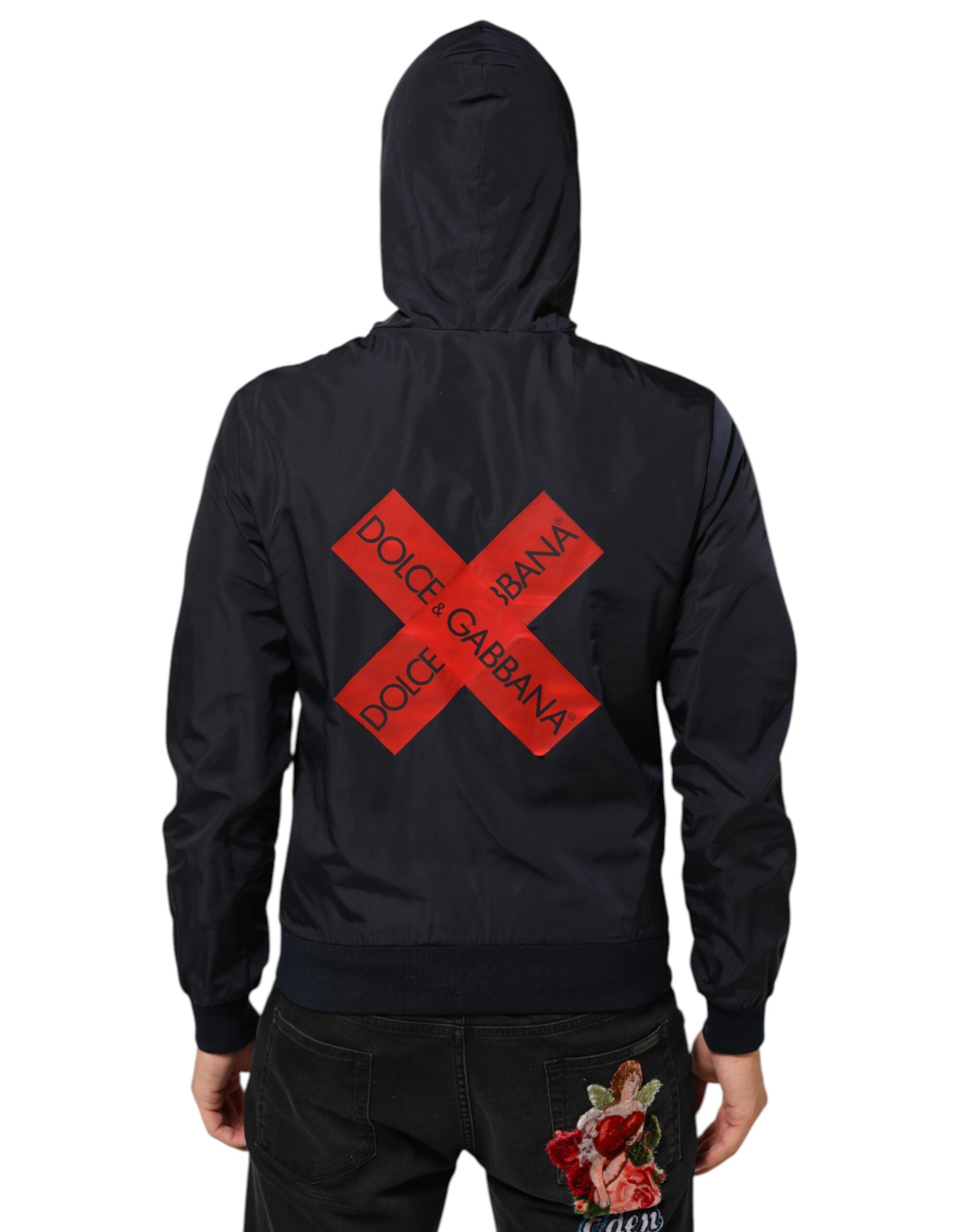 Logo Tape Hooded Full Zip Bomber Men's Jacket (Pre-Owned) - Dolce & Gabbana - Modalova