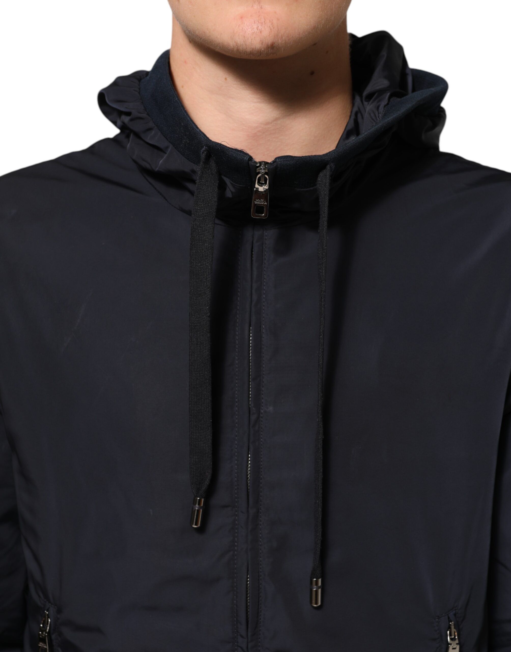 Logo Tape Hooded Full Zip Bomber Men's Jacket (Pre-Owned) - Dolce & Gabbana - Modalova