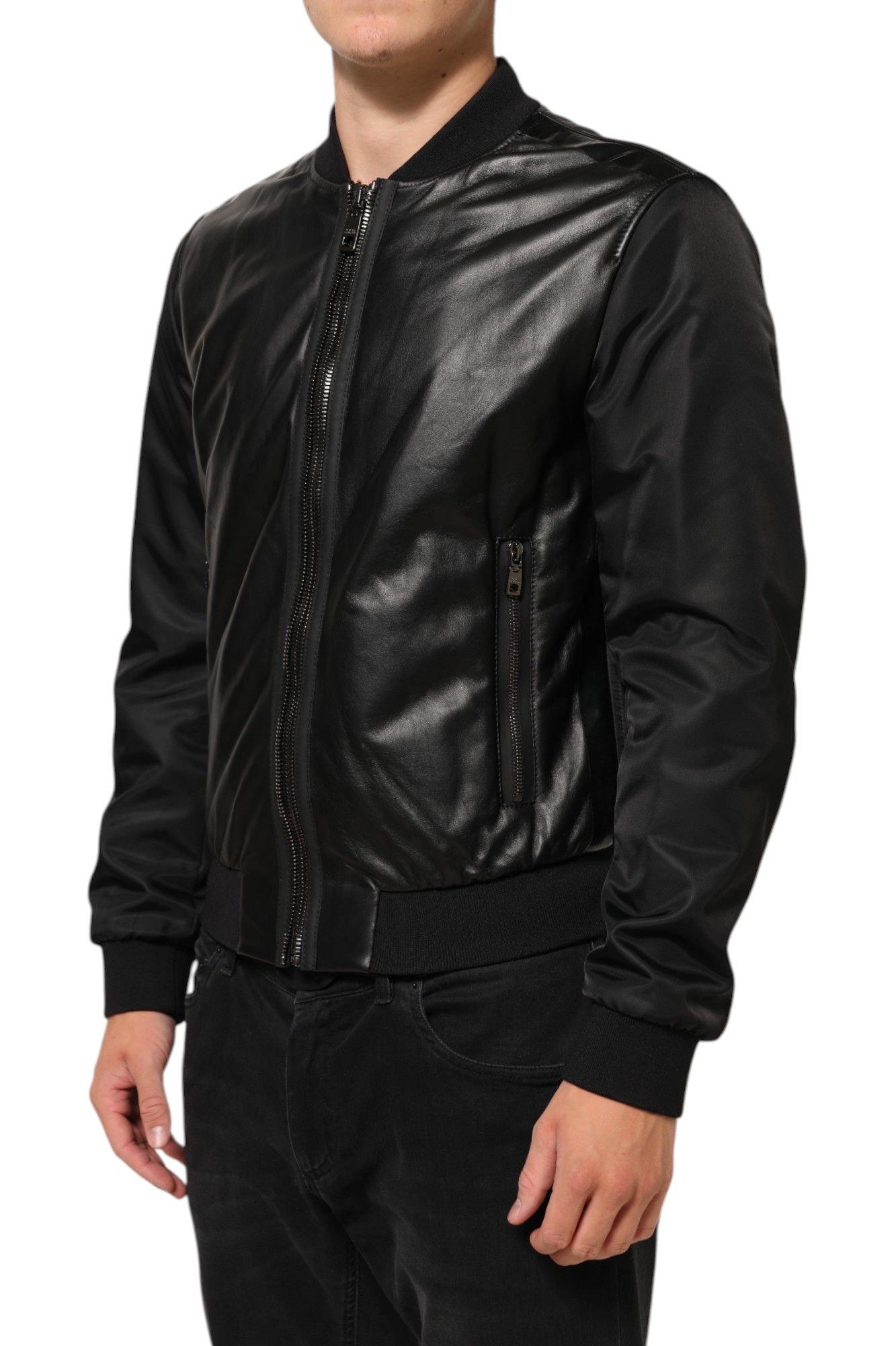 Leather Nylon FullZip Blouson Men's Jacket (Pre-Owned) - Dolce & Gabbana - Modalova