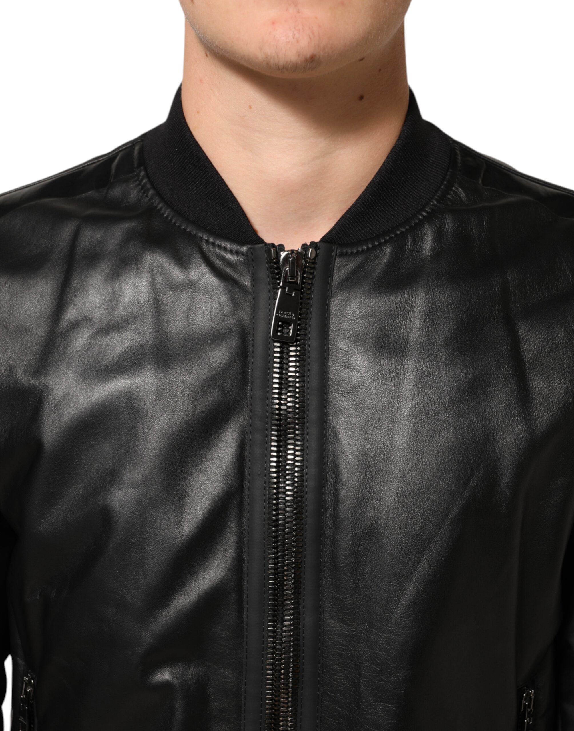 Leather Nylon FullZip Blouson Men's Jacket (Pre-Owned) - Dolce & Gabbana - Modalova