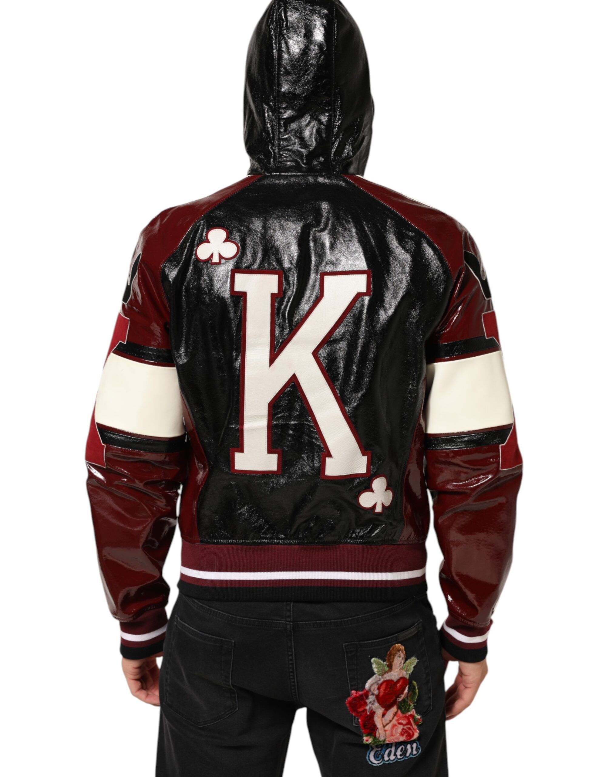 Hooded Leather DG King Men Biker Men's Jacket - Dolce & Gabbana - Modalova