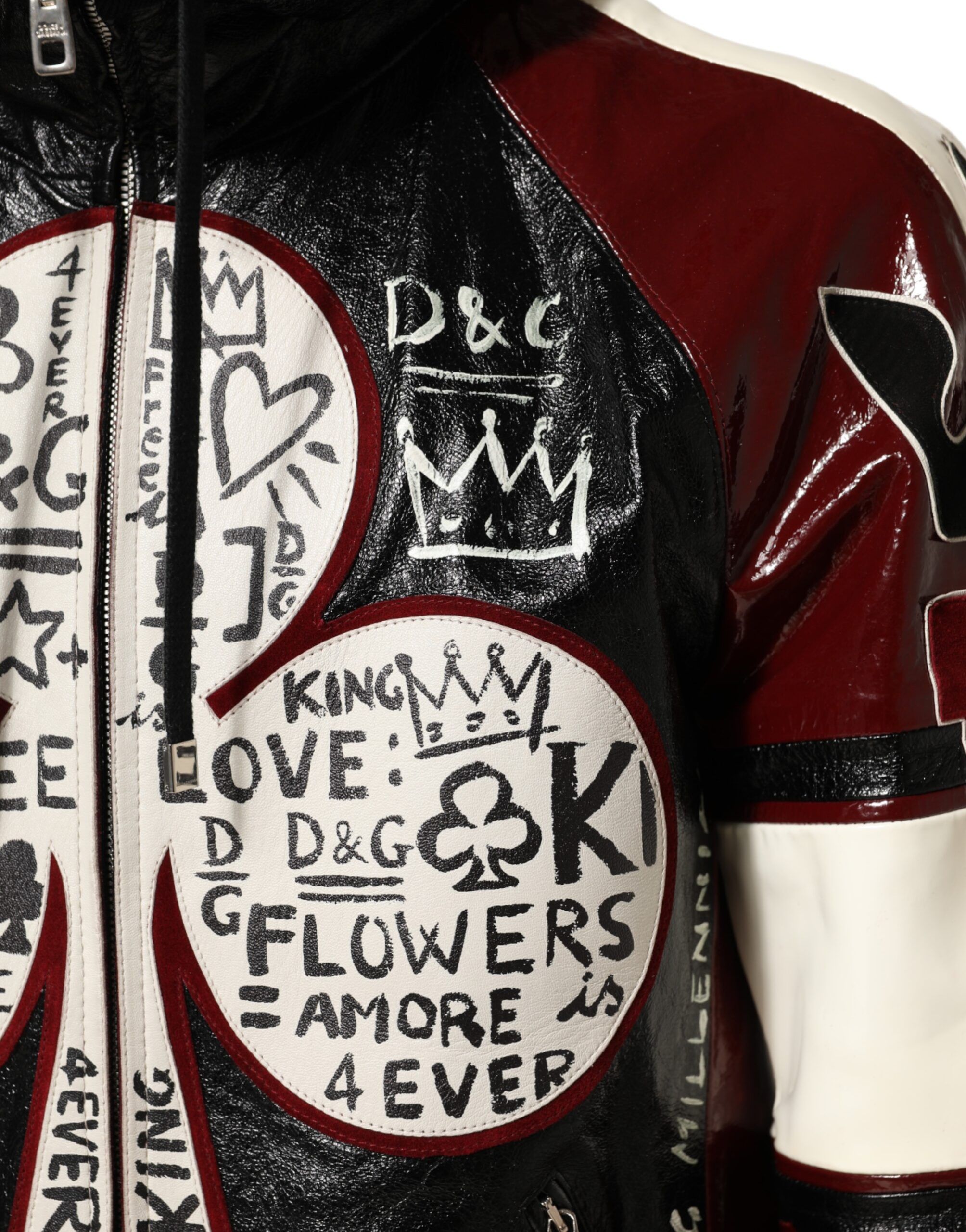 Hooded Leather DG King Men Biker Men's Jacket - Dolce & Gabbana - Modalova