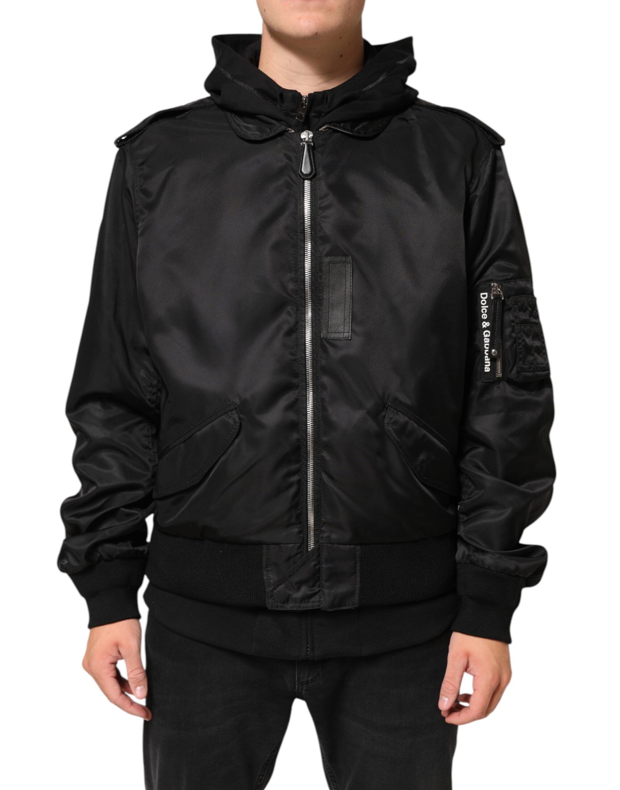 Cotton Hooded Full Zip Bomber Men's Jacket - Dolce & Gabbana - Modalova
