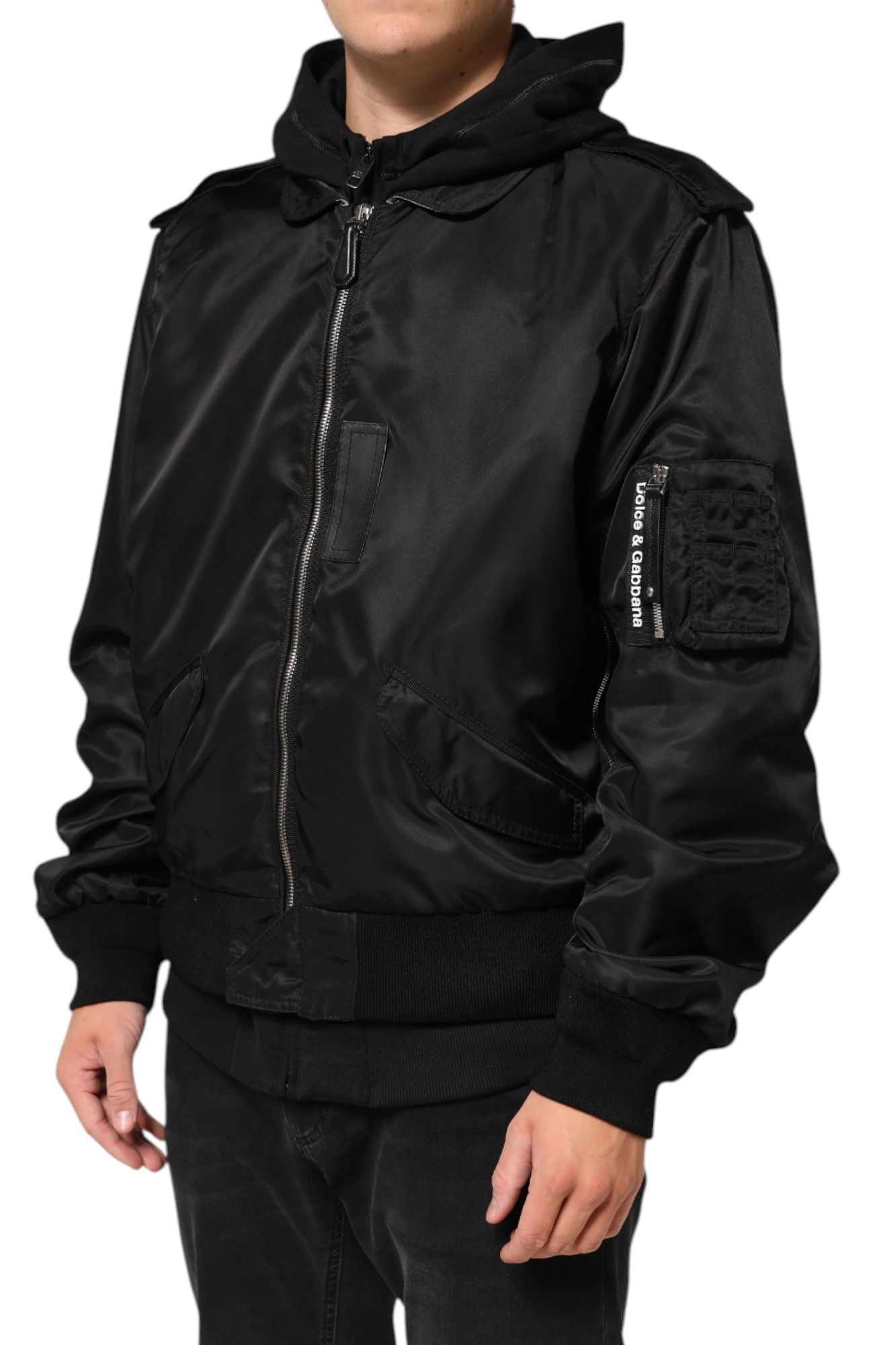 Cotton Hooded Full Zip Bomber Men's Jacket - Dolce & Gabbana - Modalova