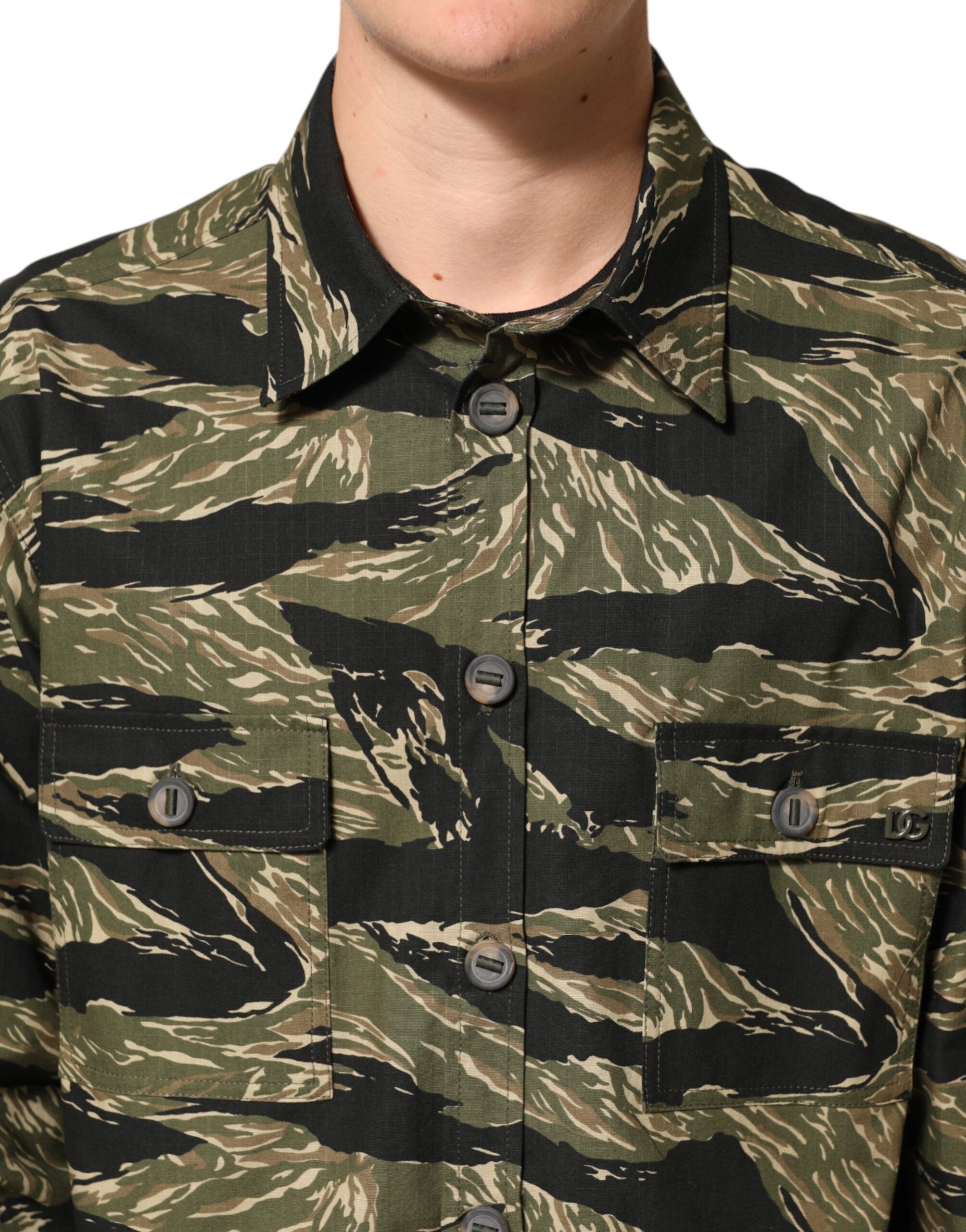 Camouflage Cotton Casual Men's Shirt - Dolce & Gabbana - Modalova