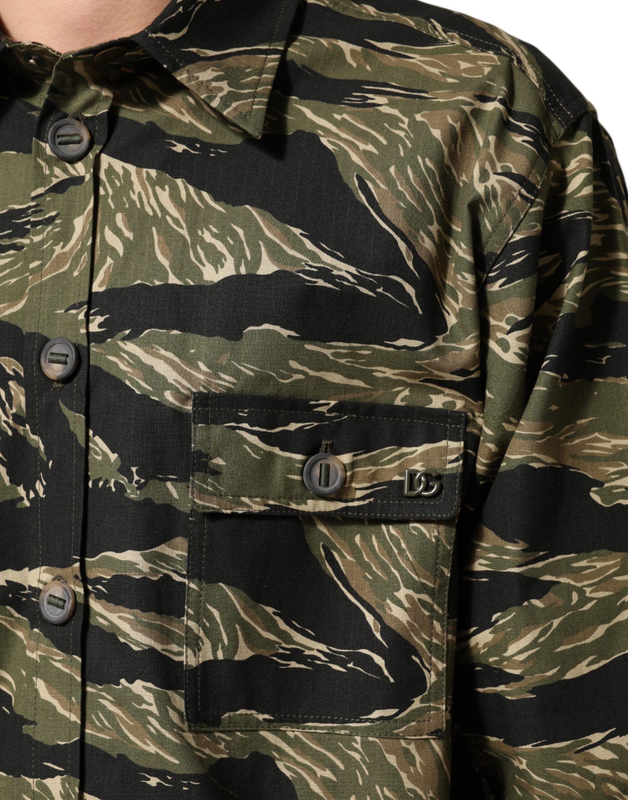 Camouflage Cotton Casual Men's Shirt - Dolce & Gabbana - Modalova