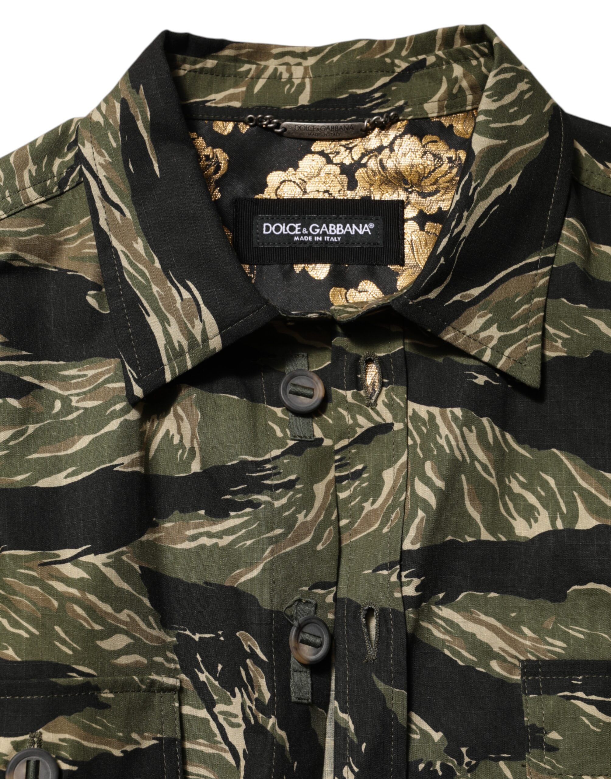 Camouflage Cotton Casual Men's Shirt - Dolce & Gabbana - Modalova
