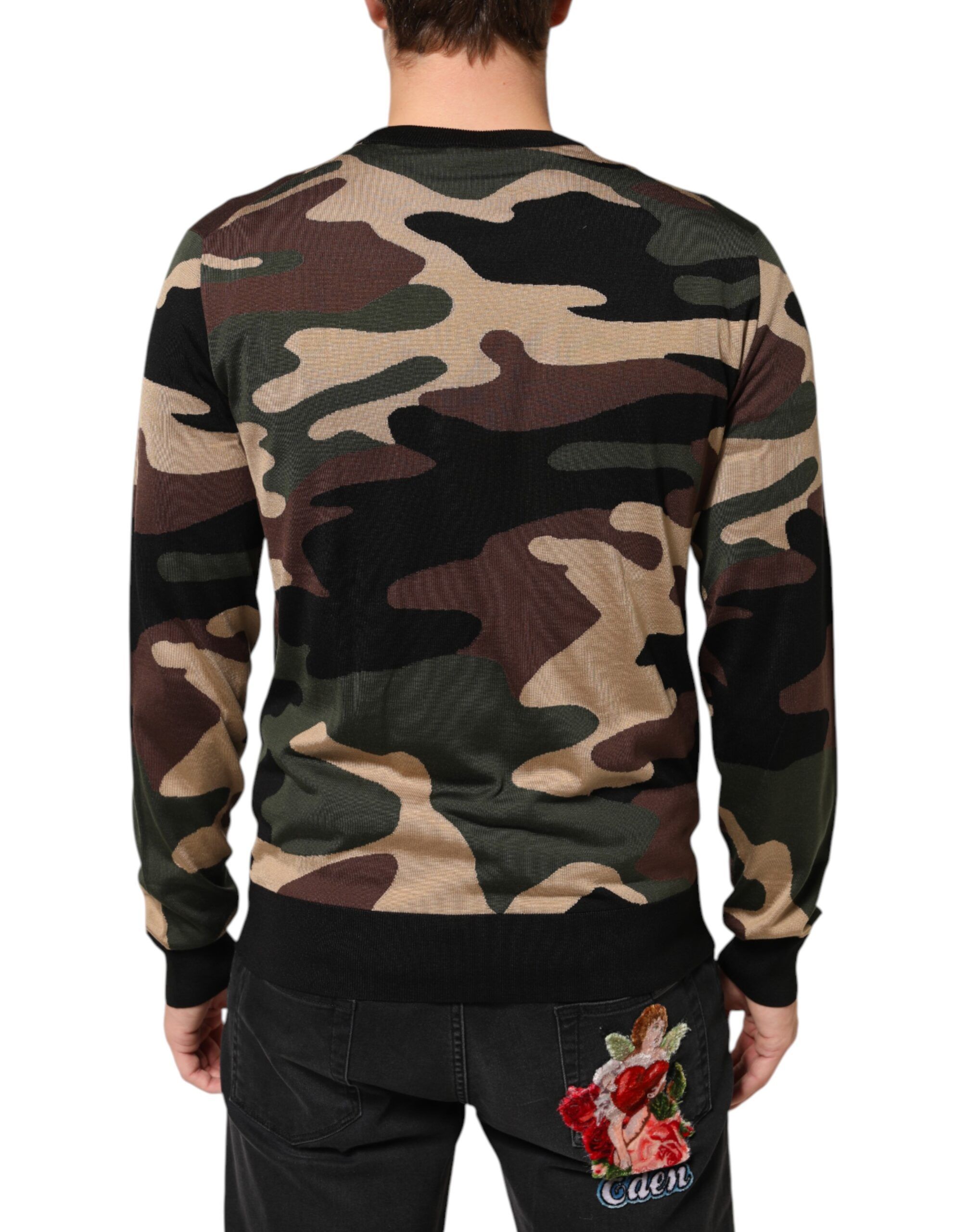 Camouflage Crew Neck Men Pullover Men's Sweater - Dolce & Gabbana - Modalova
