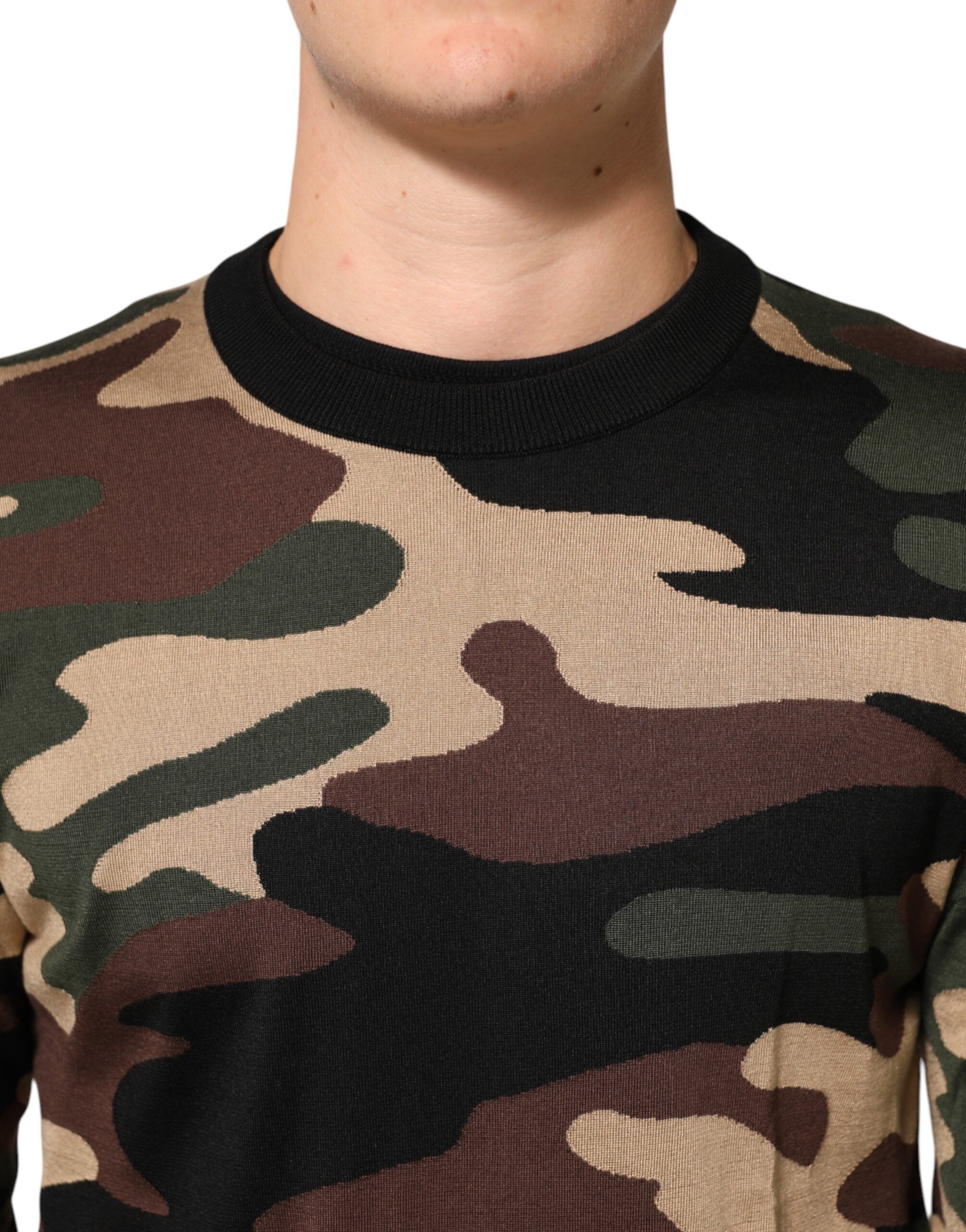 Camouflage Crew Neck Men Pullover Men's Sweater - Dolce & Gabbana - Modalova