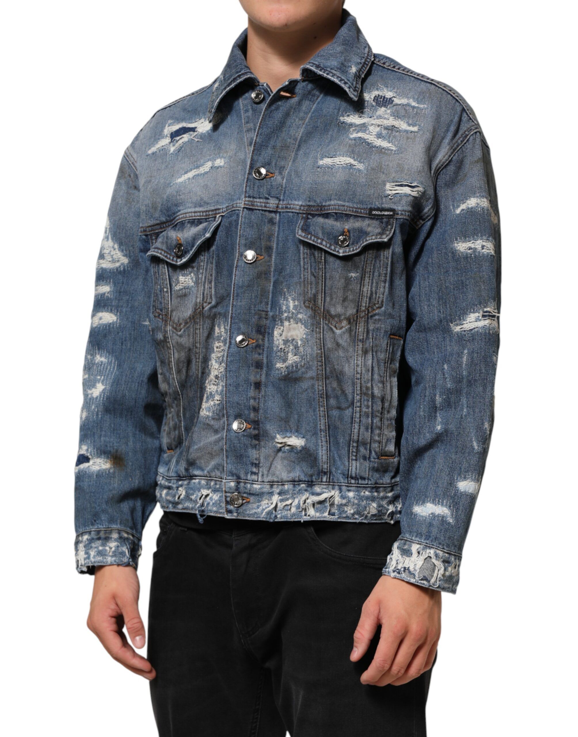 Cotton Tattered Denim Blouson Men's Jacket (Pre-Owned) - Dolce & Gabbana - Modalova
