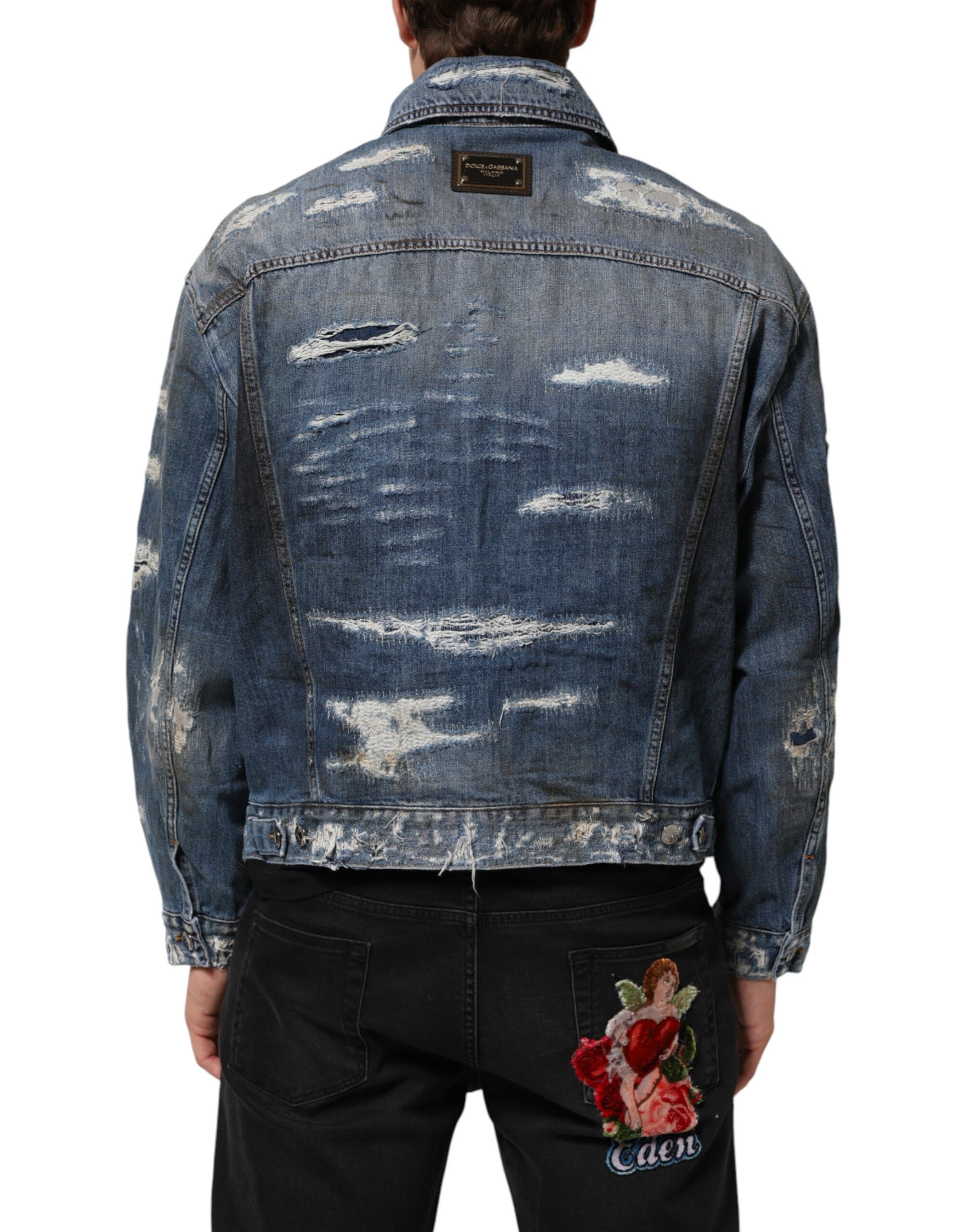 Cotton Tattered Denim Blouson Men's Jacket (Pre-Owned) - Dolce & Gabbana - Modalova