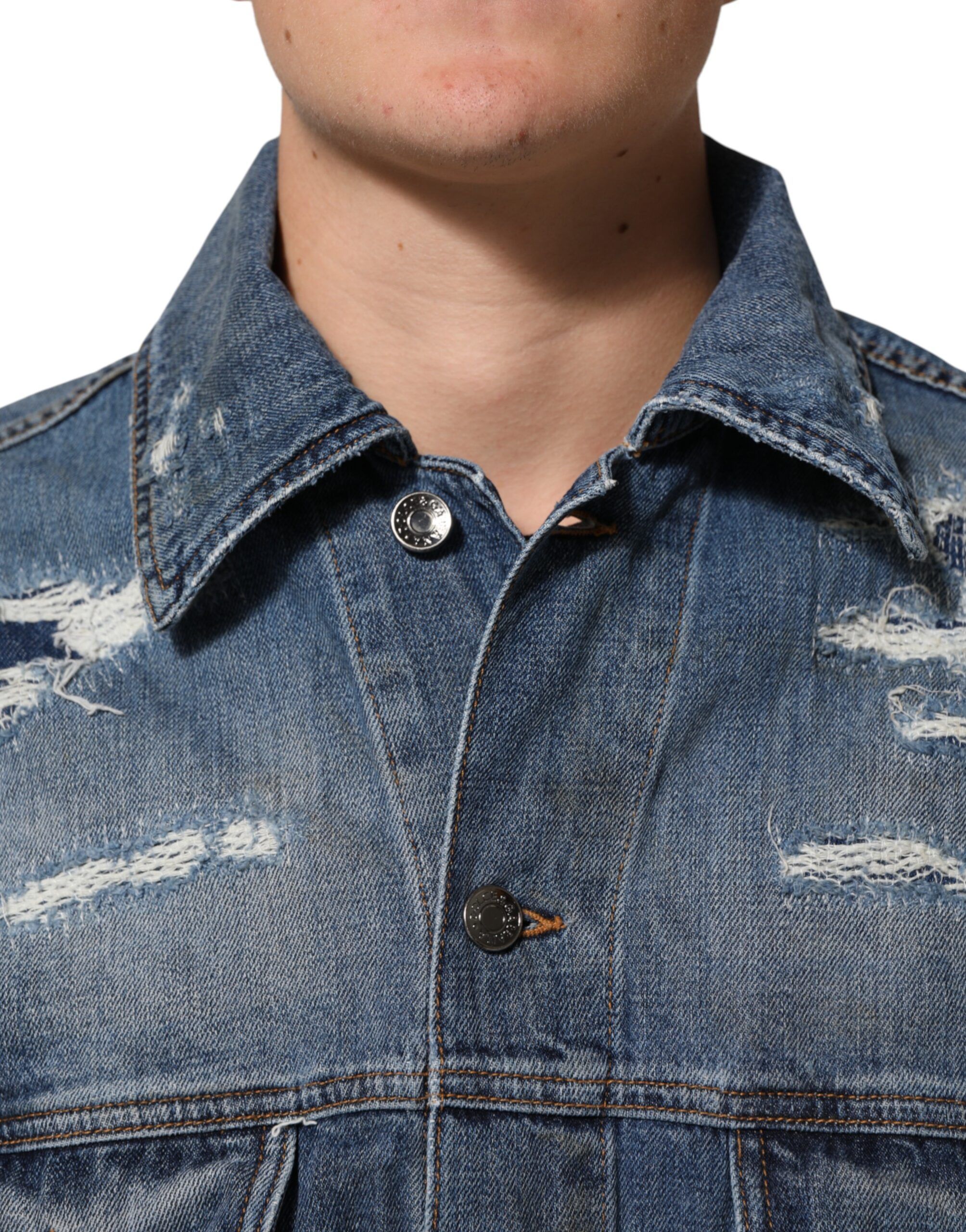 Cotton Tattered Denim Blouson Men's Jacket (Pre-Owned) - Dolce & Gabbana - Modalova