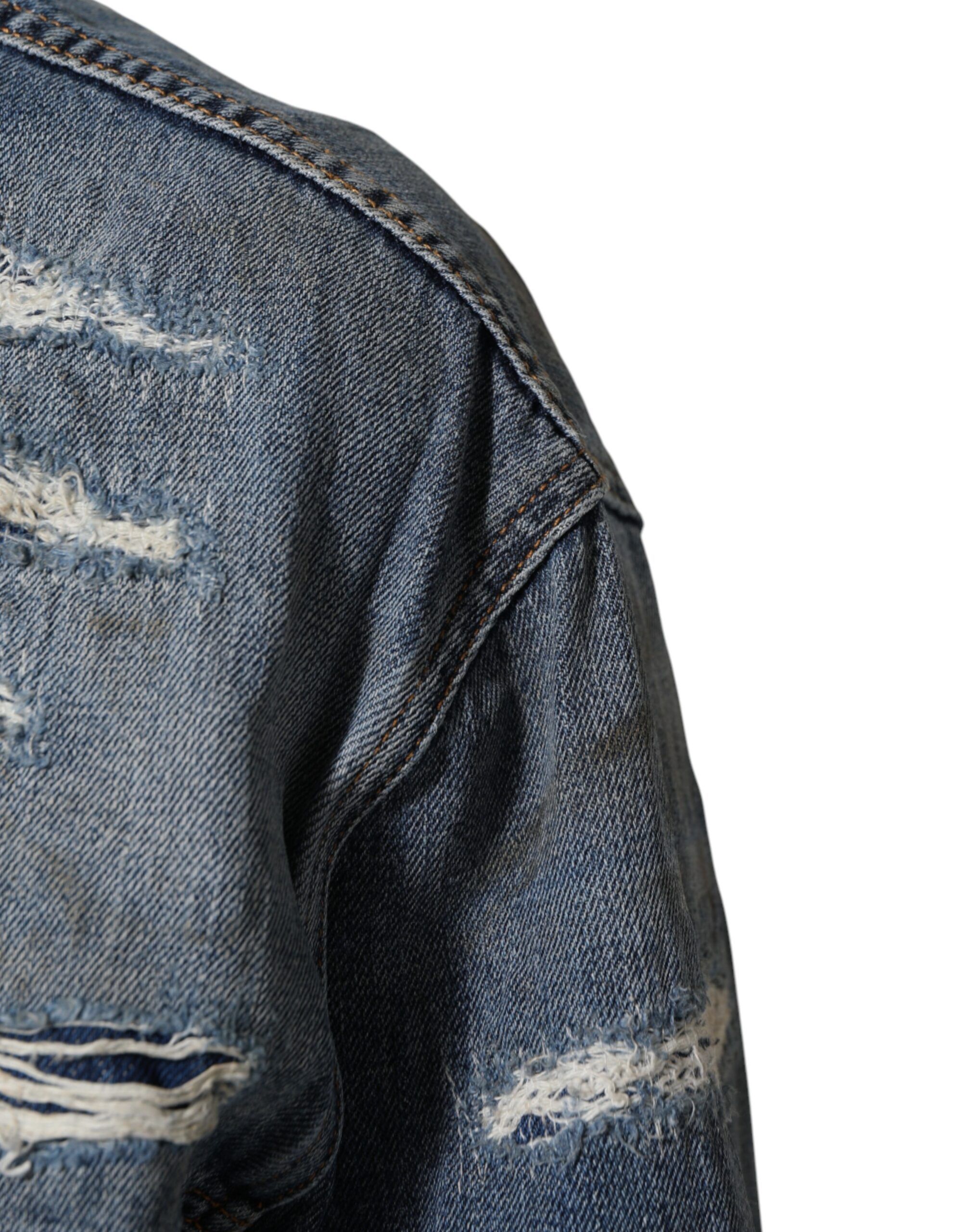 Cotton Tattered Denim Blouson Men's Jacket (Pre-Owned) - Dolce & Gabbana - Modalova