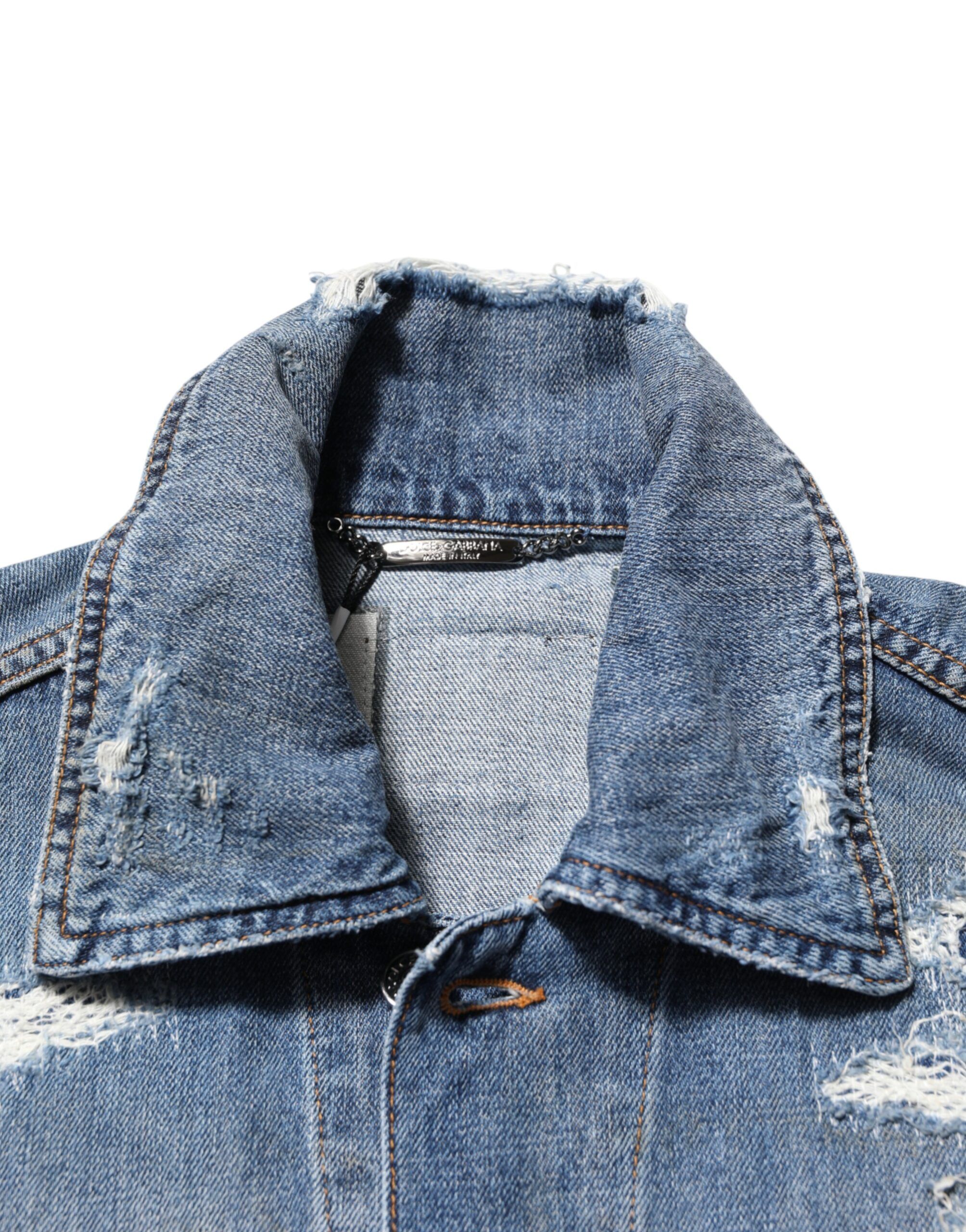 Cotton Tattered Denim Blouson Men's Jacket (Pre-Owned) - Dolce & Gabbana - Modalova