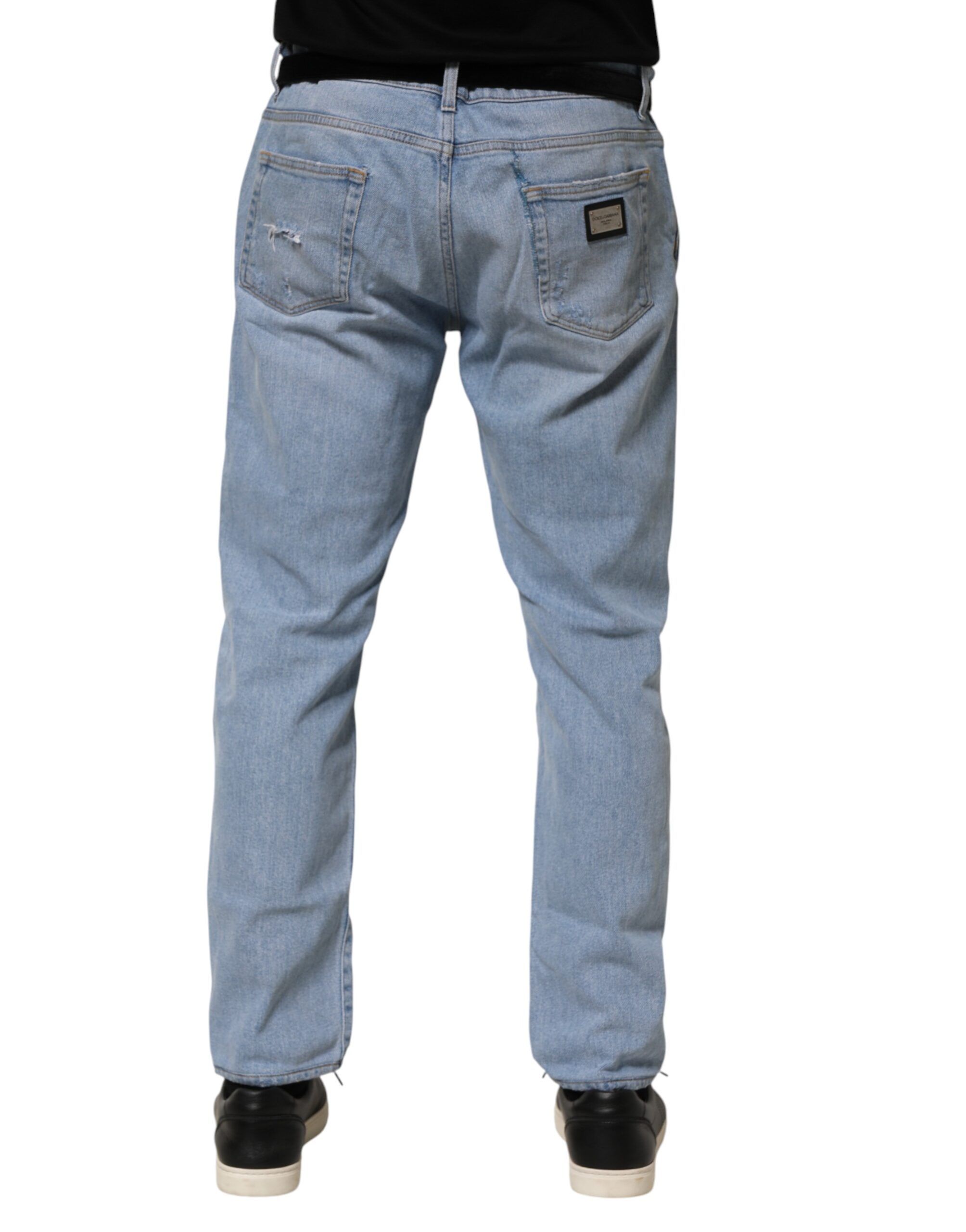 Cotton Distressed Slim Fit Denim Men's Jeans - Dolce & Gabbana - Modalova