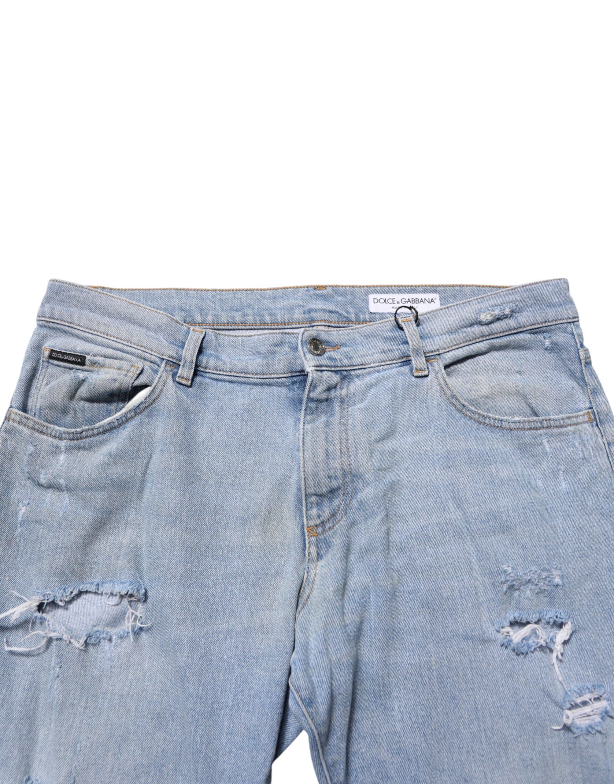 Cotton Distressed Slim Fit Denim Men's Jeans - Dolce & Gabbana - Modalova