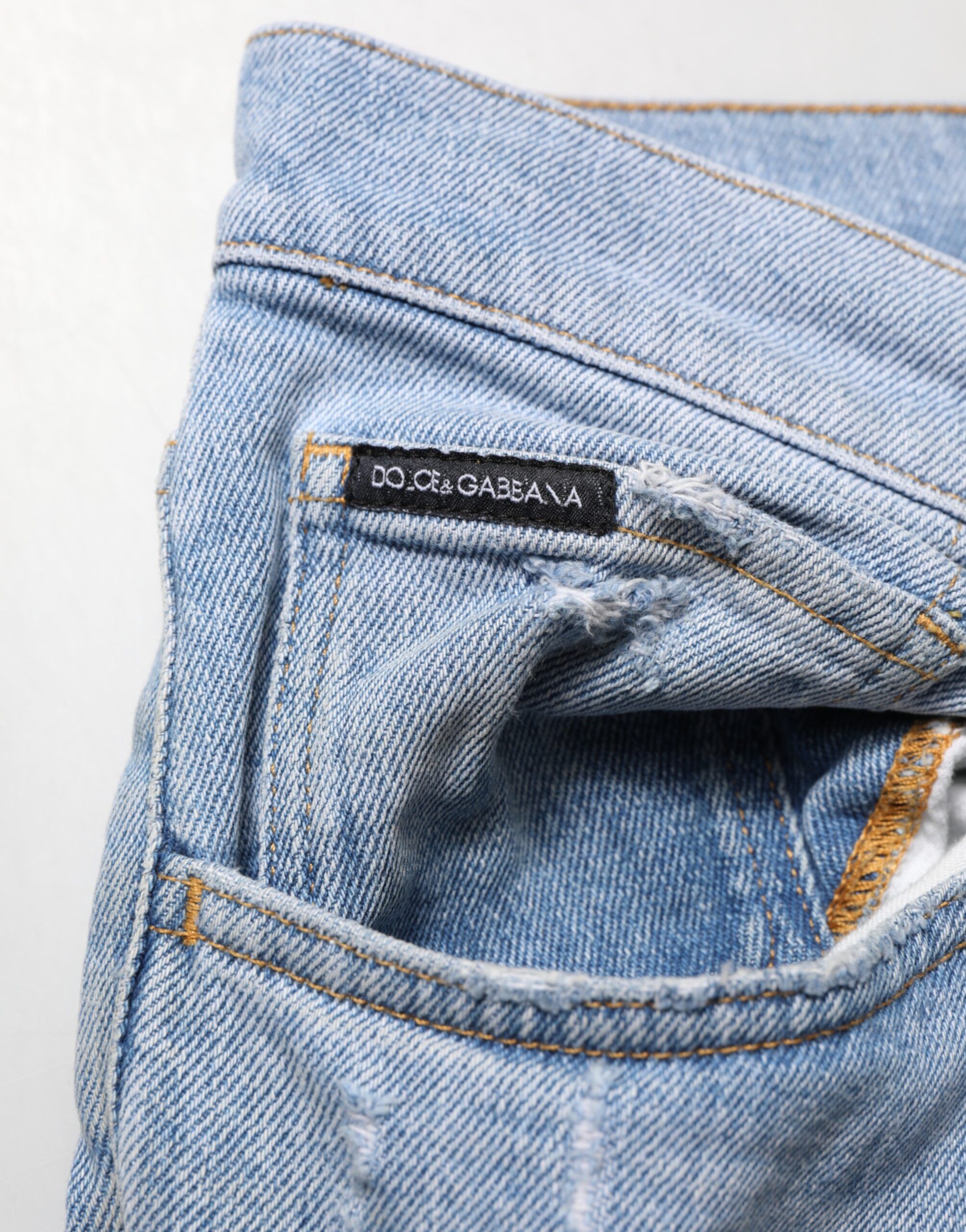 Cotton Distressed Slim Fit Denim Men's Jeans - Dolce & Gabbana - Modalova
