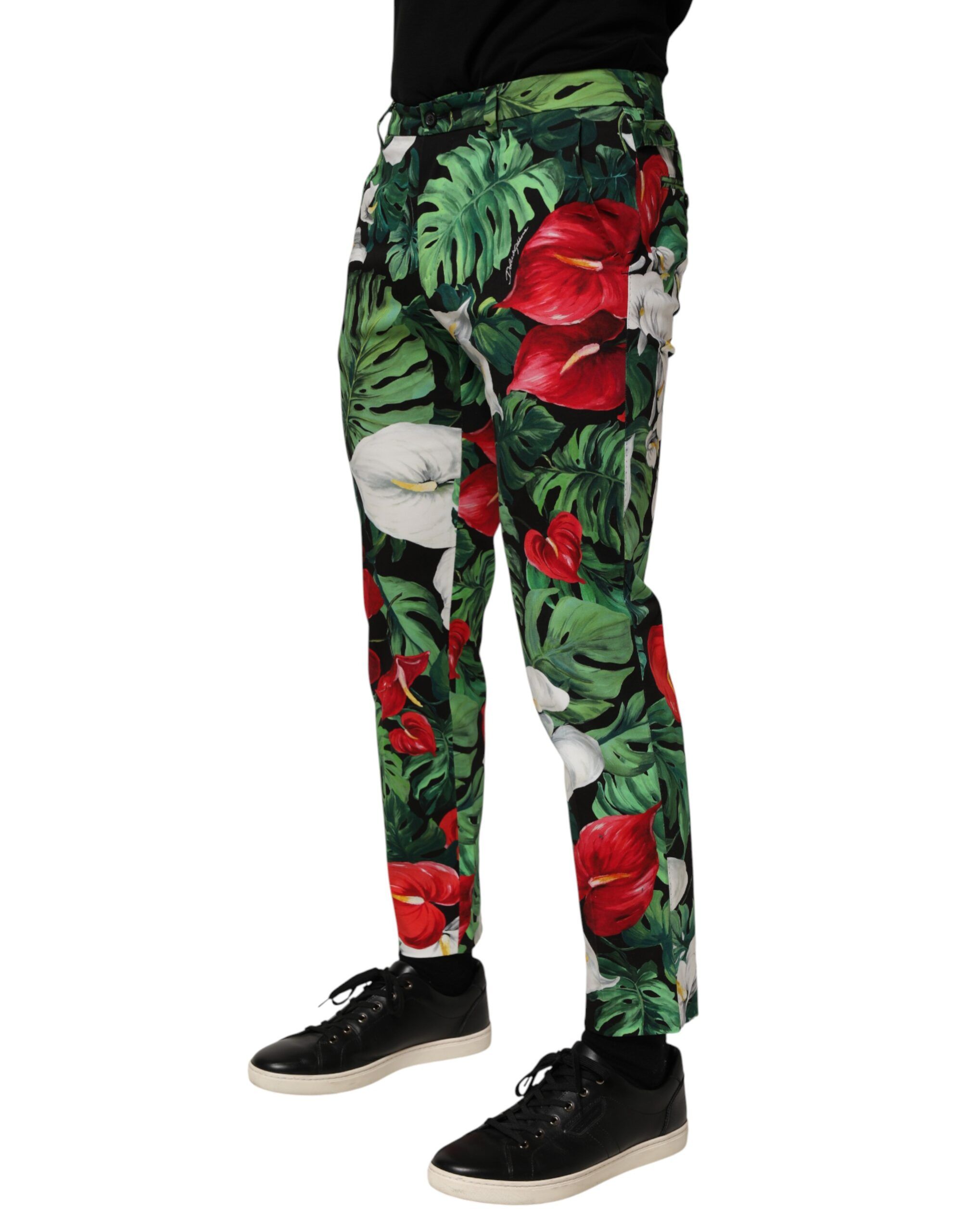 Floral Print Cotton Tapered Men's Pants - Dolce & Gabbana - Modalova