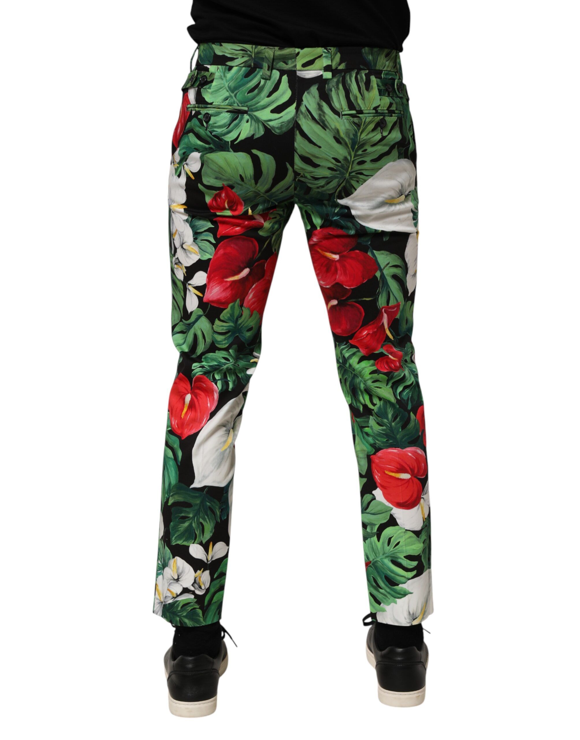 Floral Print Cotton Tapered Men's Pants - Dolce & Gabbana - Modalova