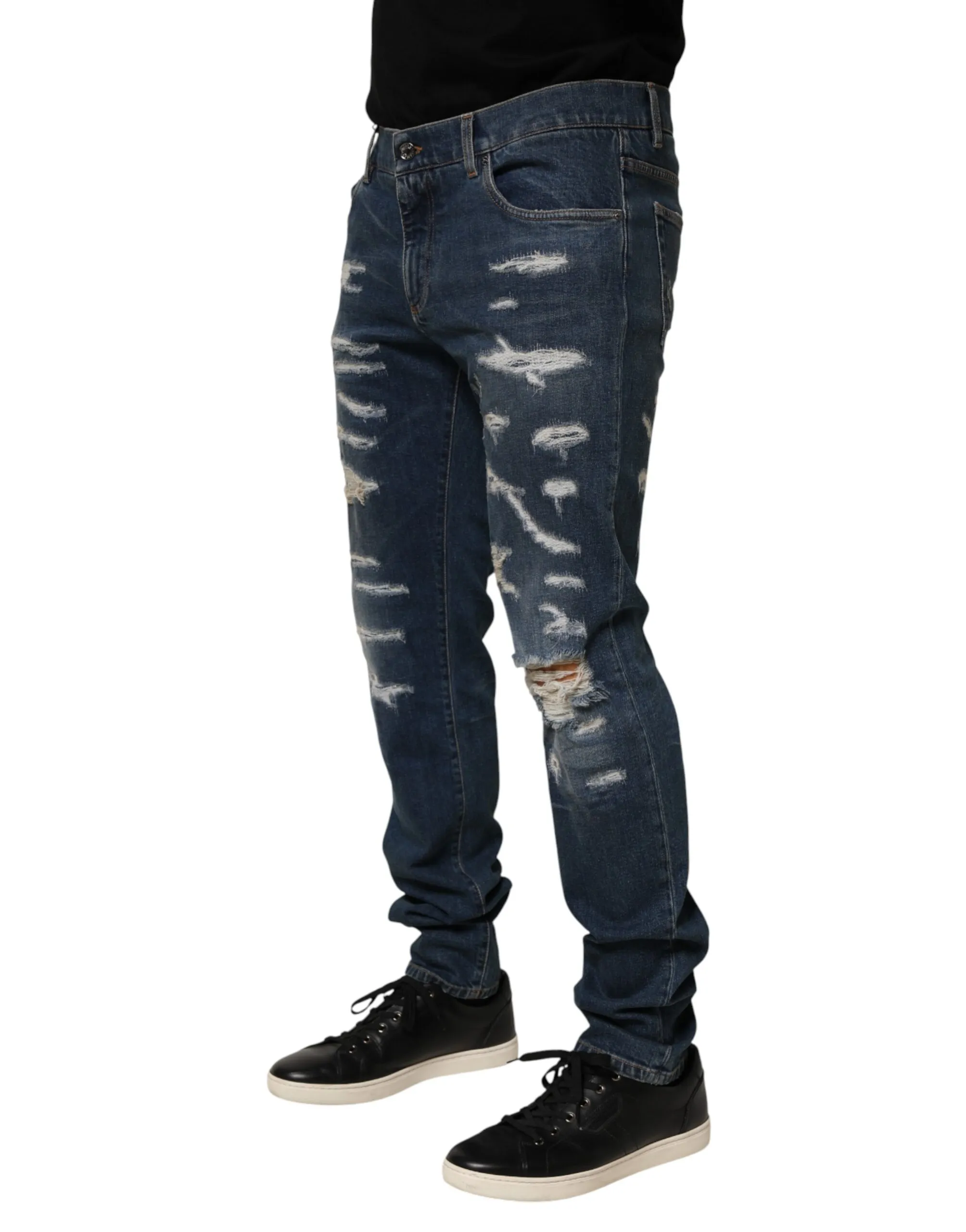 Tattered Cotton Skinny Men Denim Men's Jeans - Dolce & Gabbana - Modalova