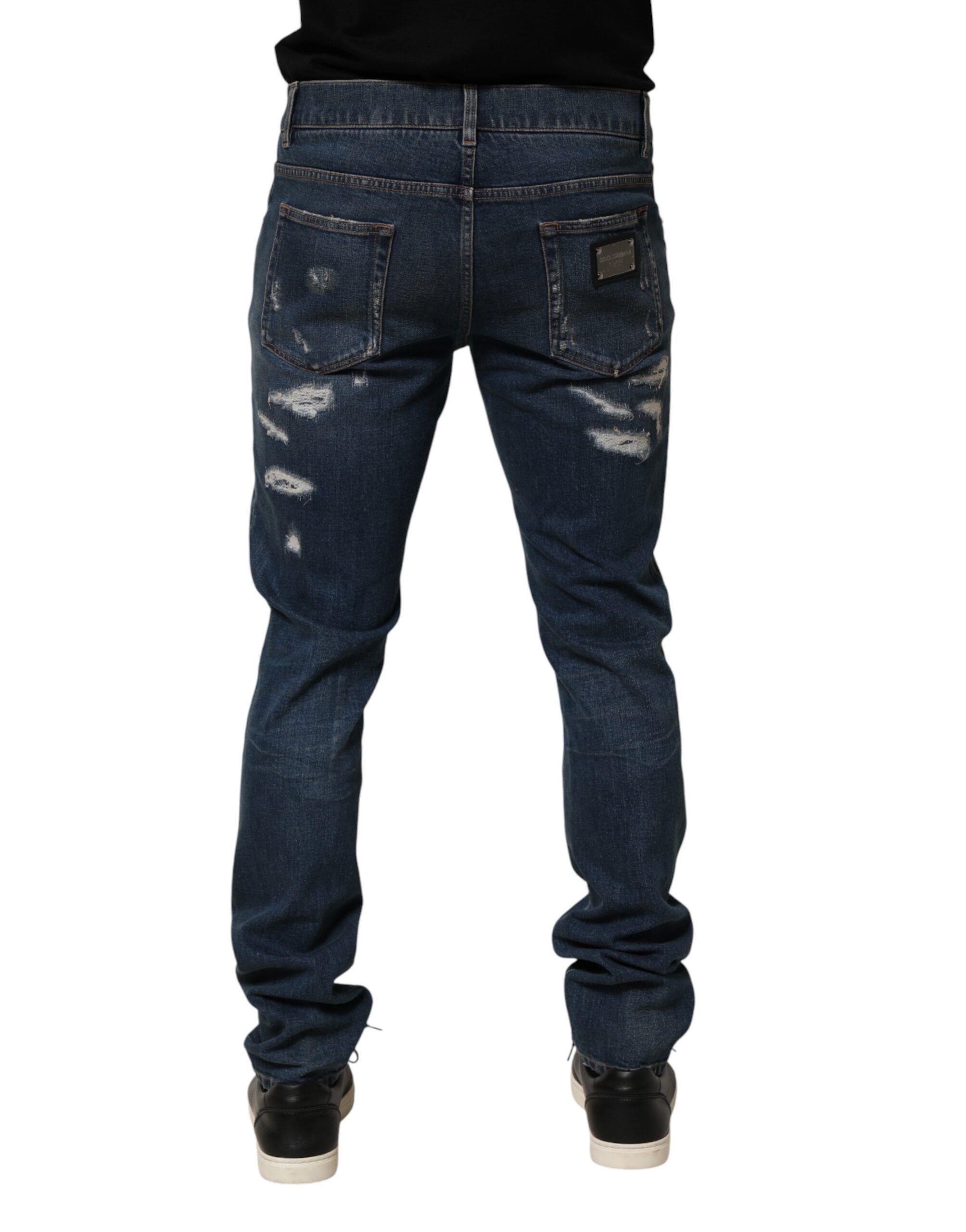 Tattered Cotton Skinny Men Denim Men's Jeans - Dolce & Gabbana - Modalova